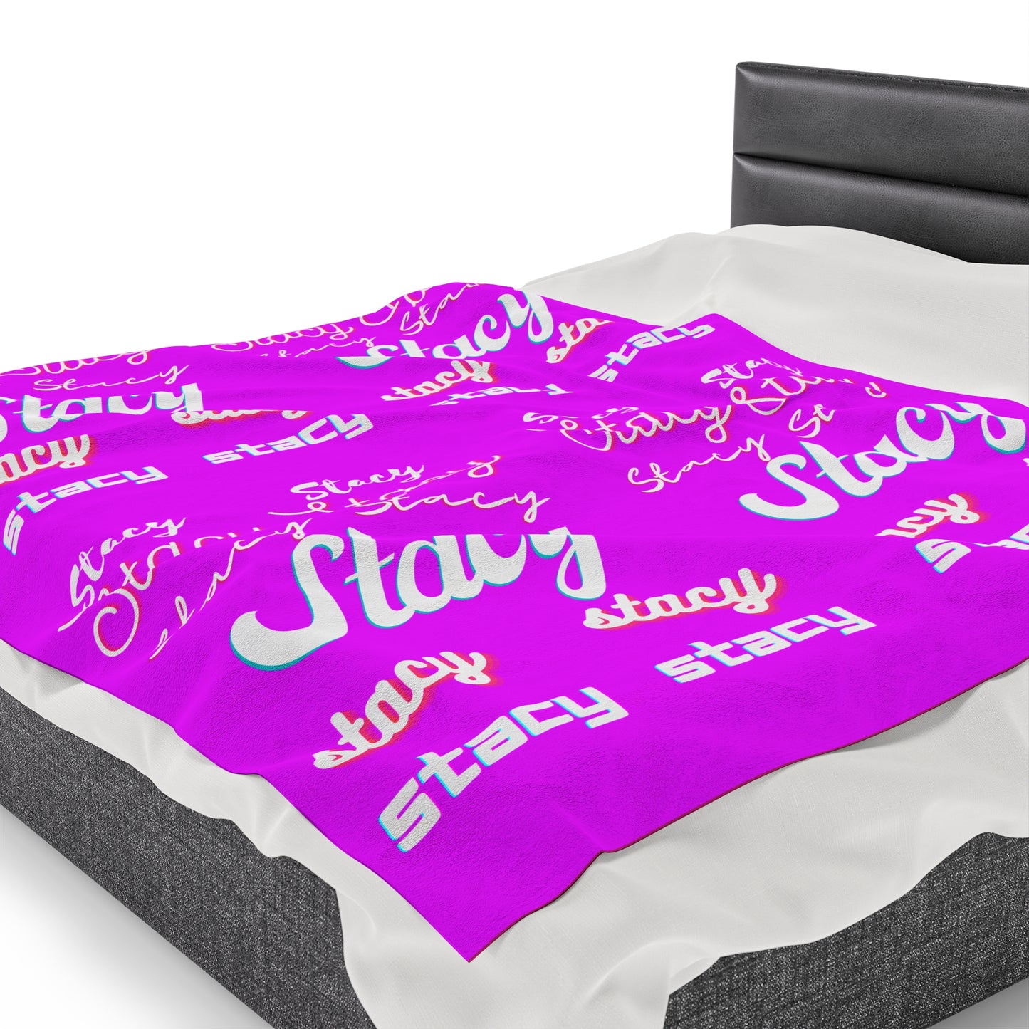 Personalize Velveteen Plush Blanket with Name for Valentine's Day-Pink