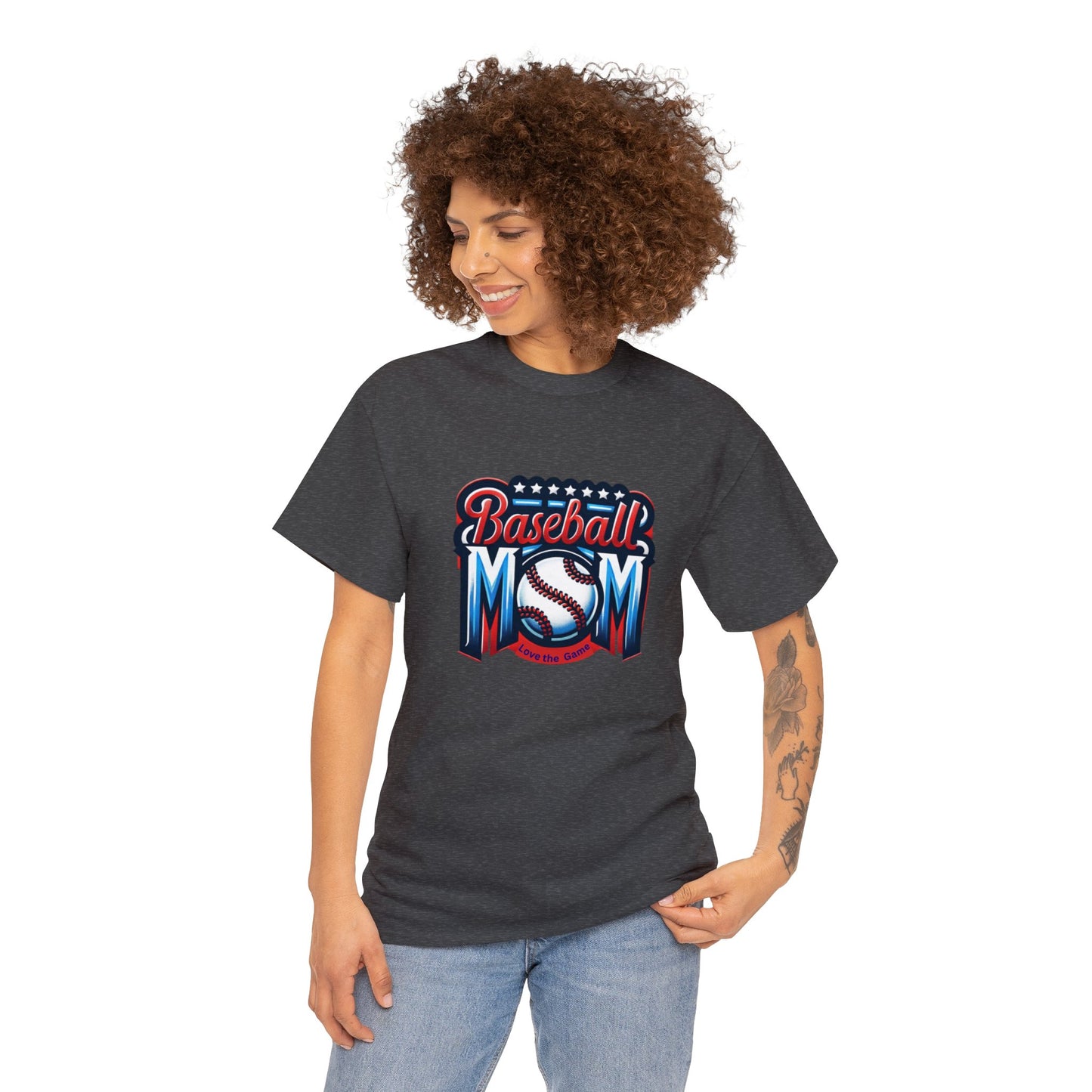 Baseball Mom with Center Ball Unisex Heavy Cotton Tee