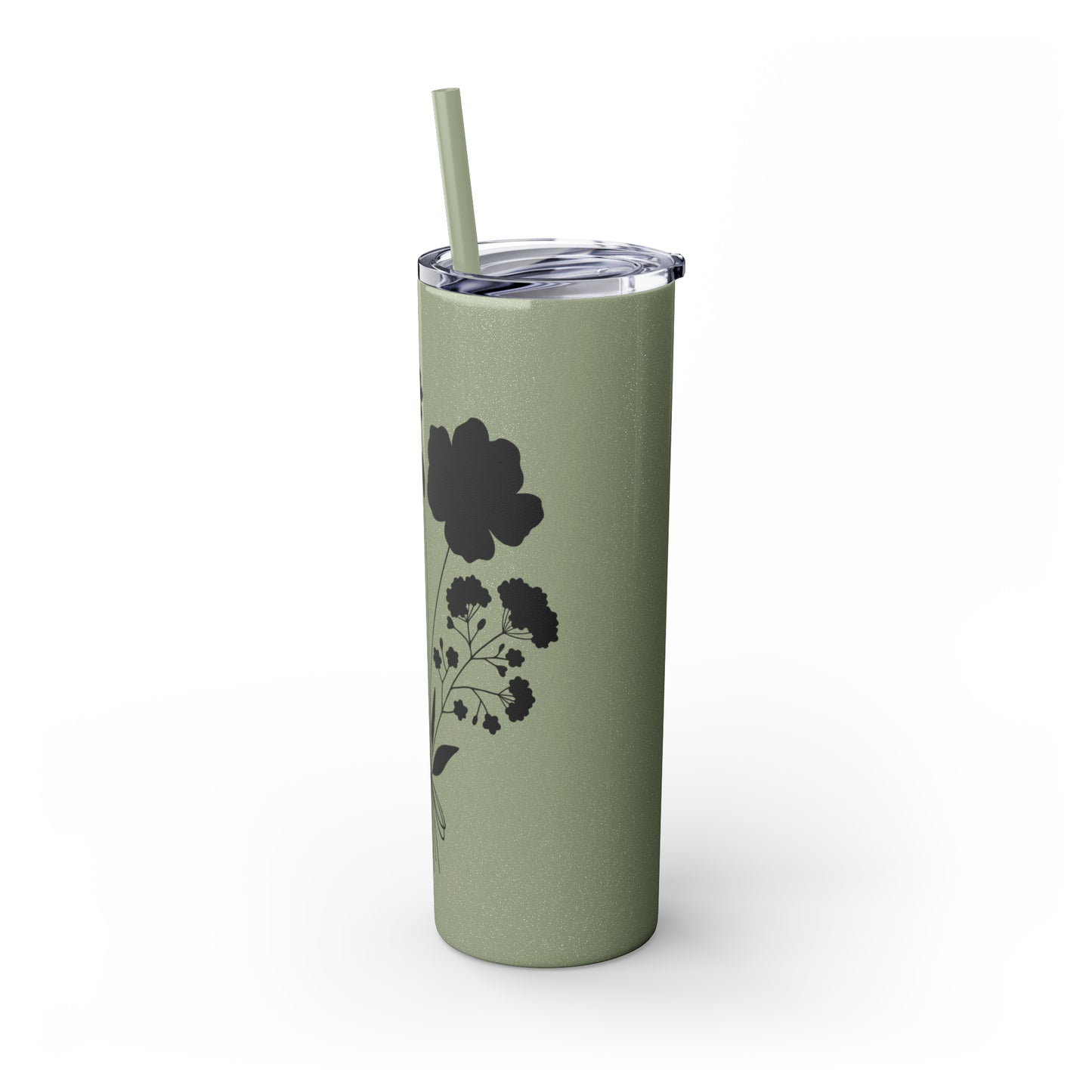 Skinny Tumbler with Straw, 20oz - Flower Bunch