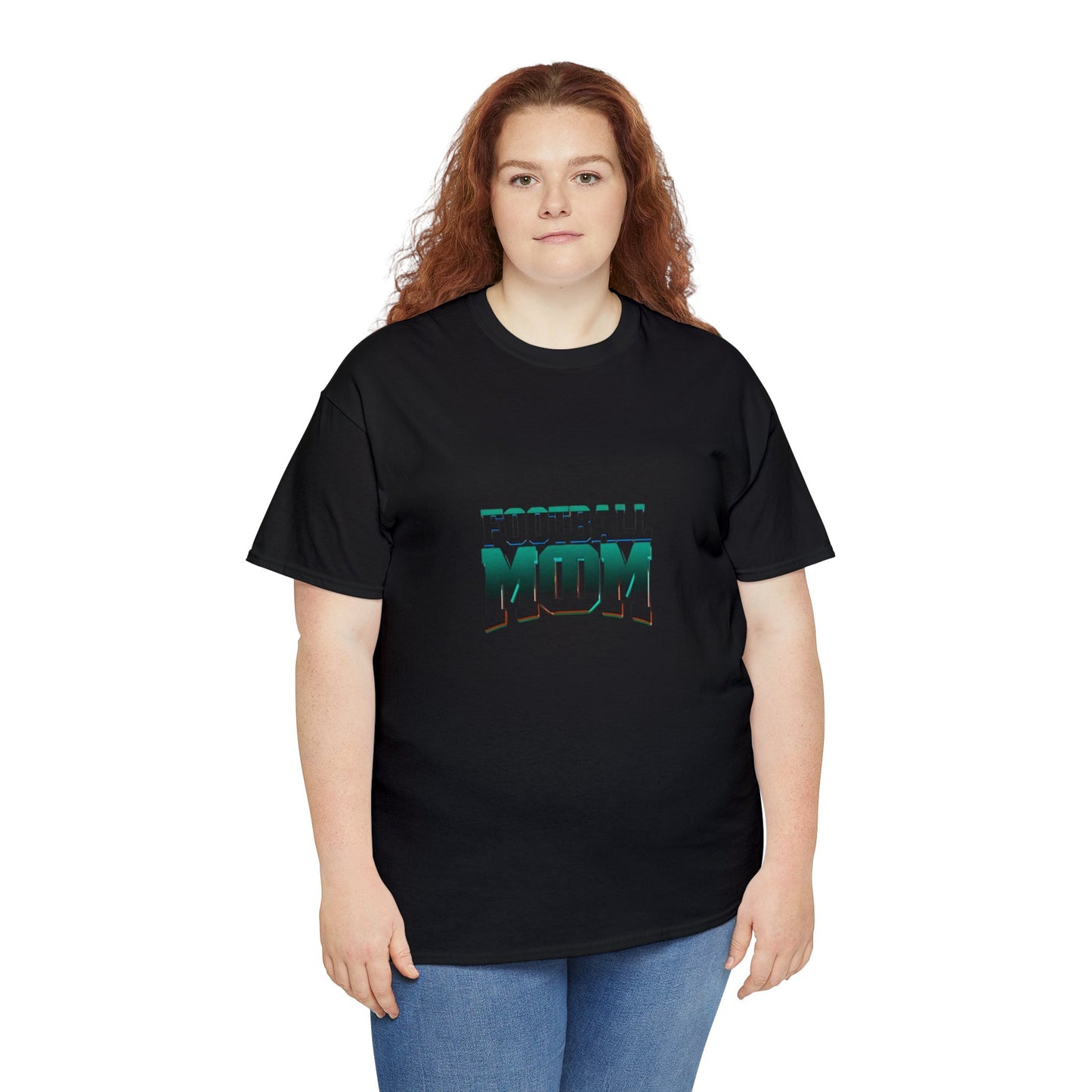 Football Mom Black and Green Design Unisex Heavy Cotton Tee