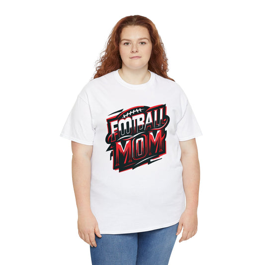 Football Mom Red White and Black Design Unisex Heavy Cotton Tee