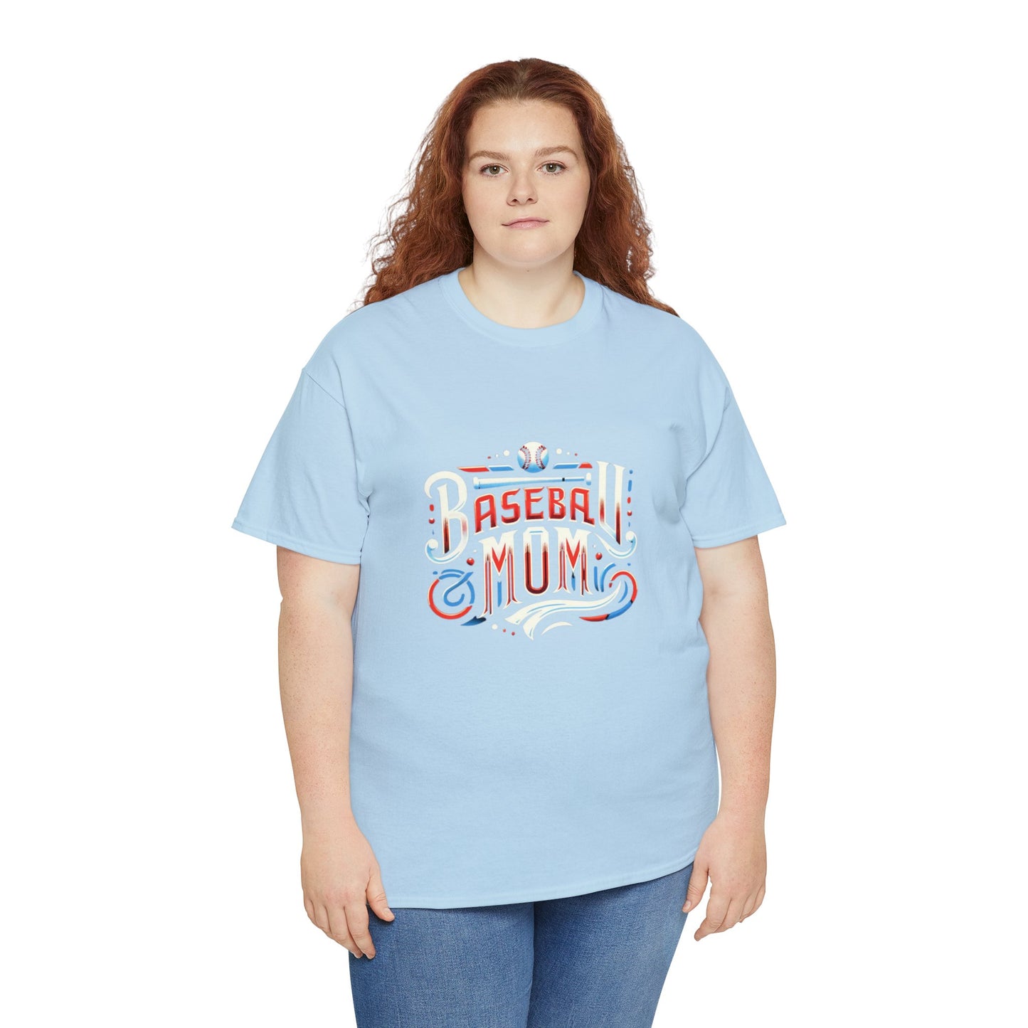 Baseball Mom Red, White and Blue Unisex Heavy Cotton Tee