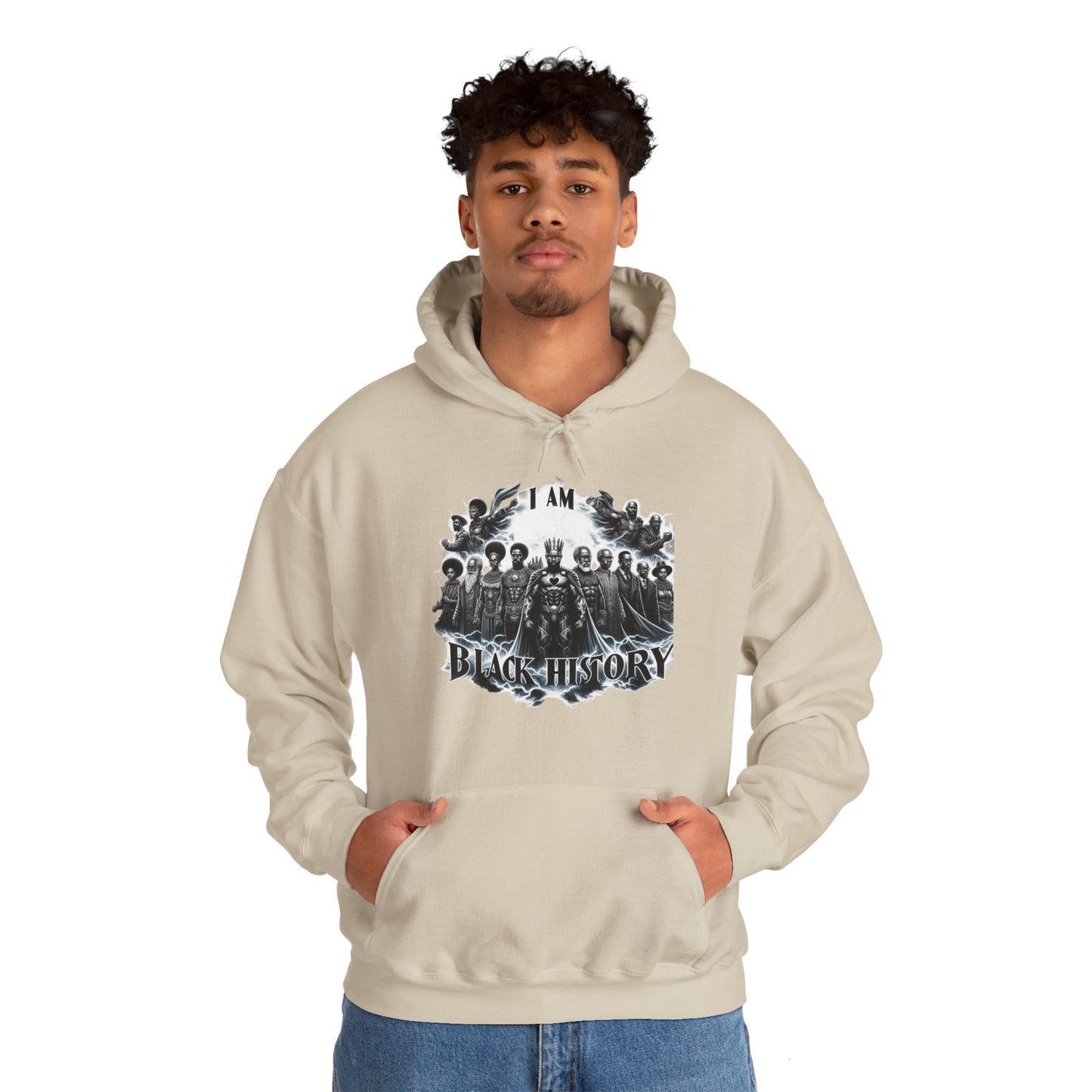 Black History Month I Am Black History Hooded Sweatshirt-BW