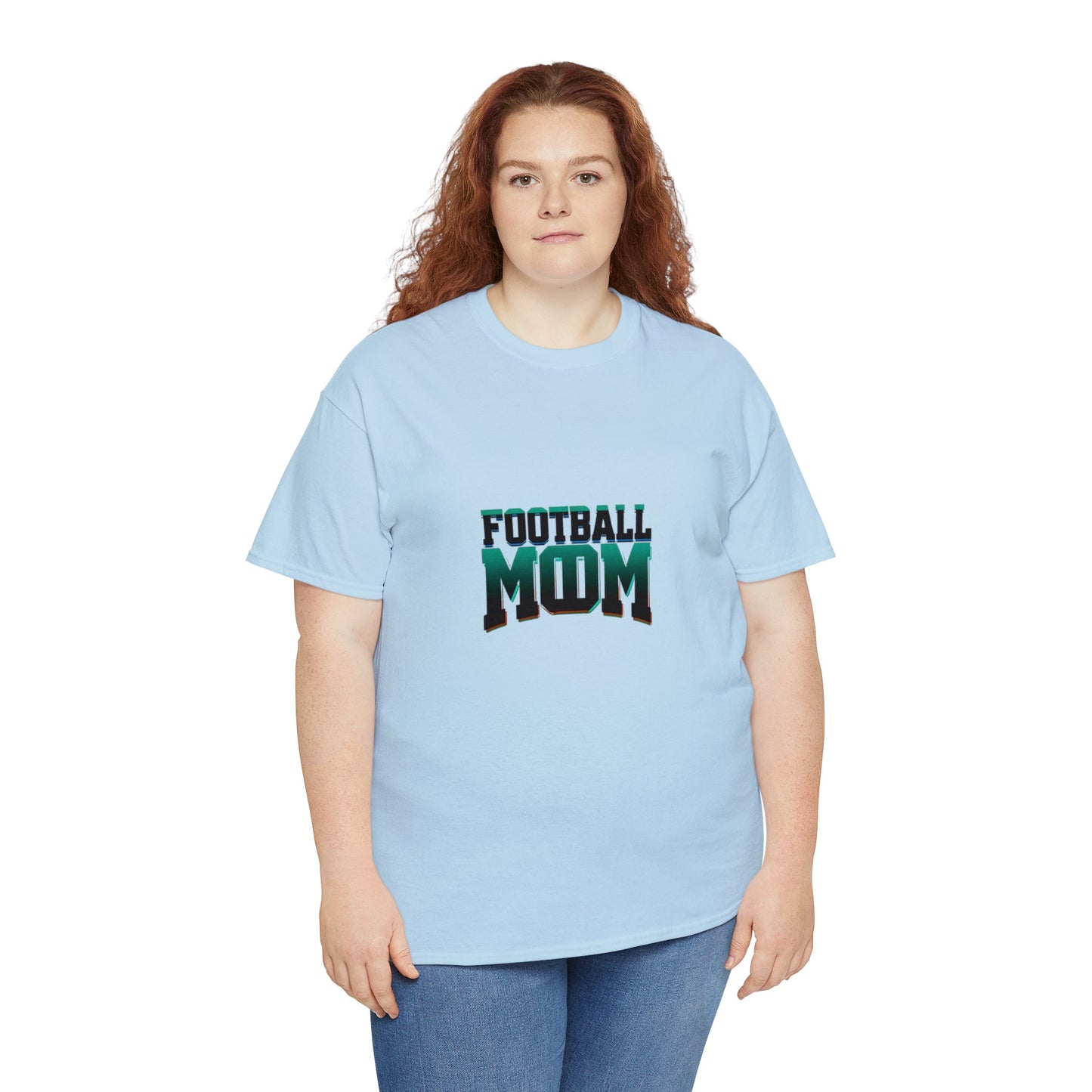 Football Mom Black and Green Design Unisex Heavy Cotton Tee