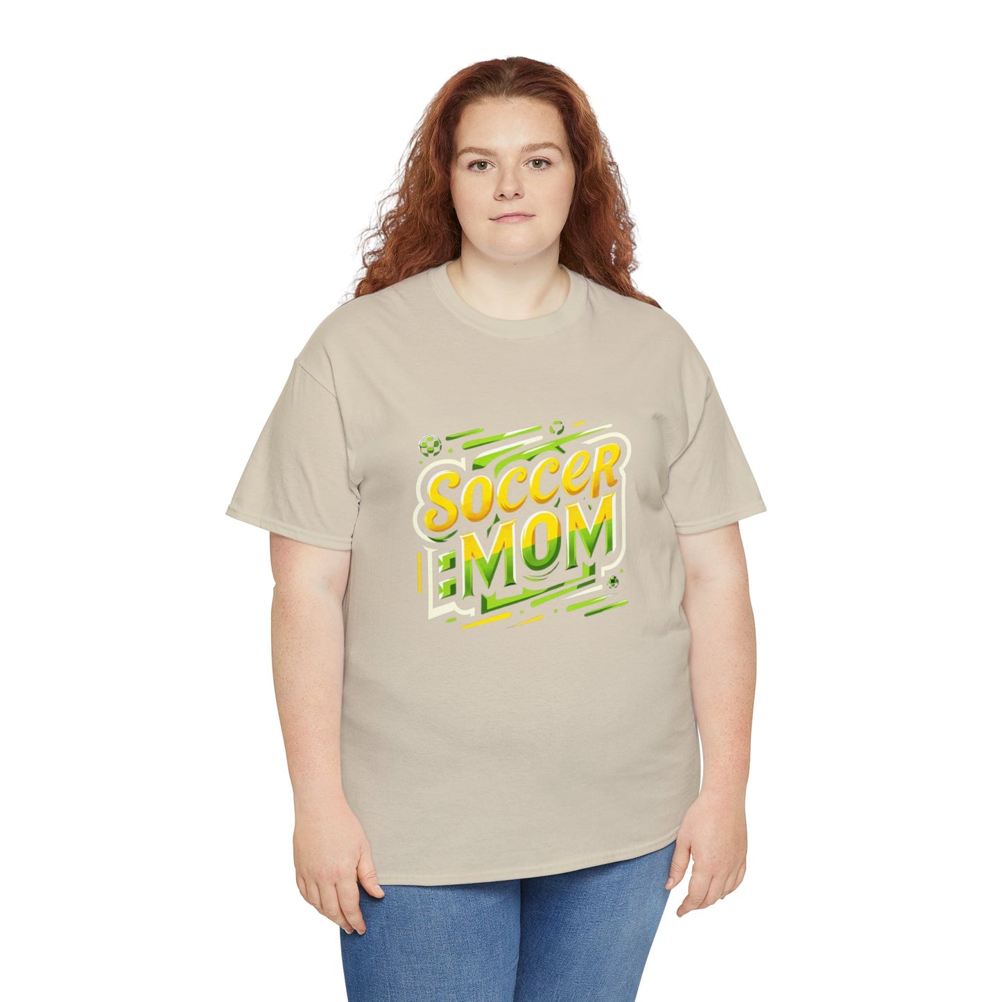 Soccer Mom Yellow and Green Design Unisex Heavy Cotton Tee