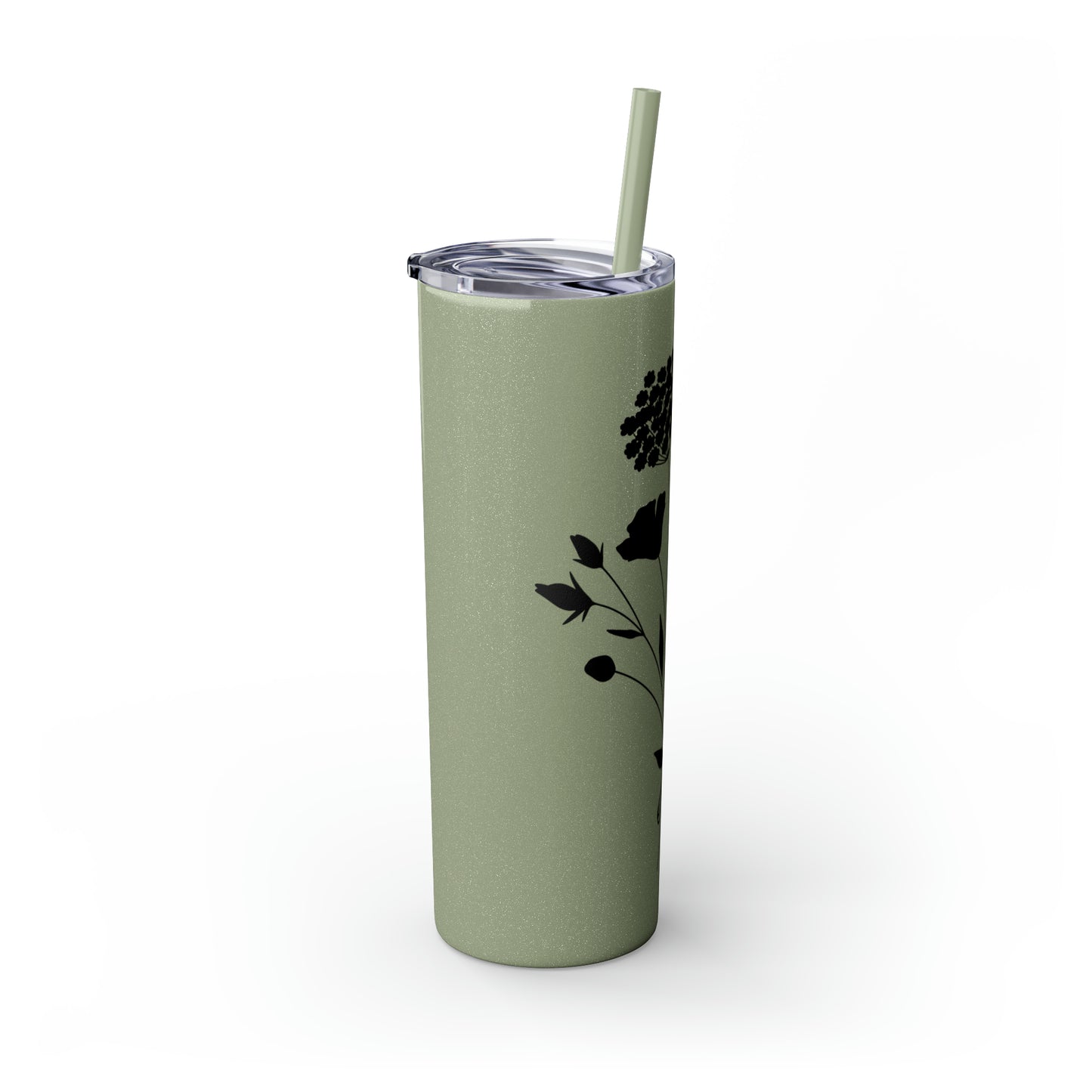 Skinny Tumbler with Straw, 20oz - Flower Bunch