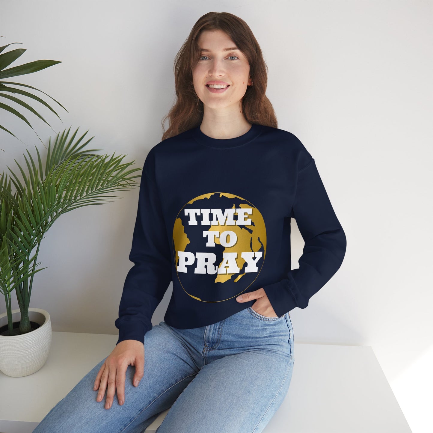 Unisex Heavy Blend™ Crewneck Sweatshirt Time to Pray for Peace Design