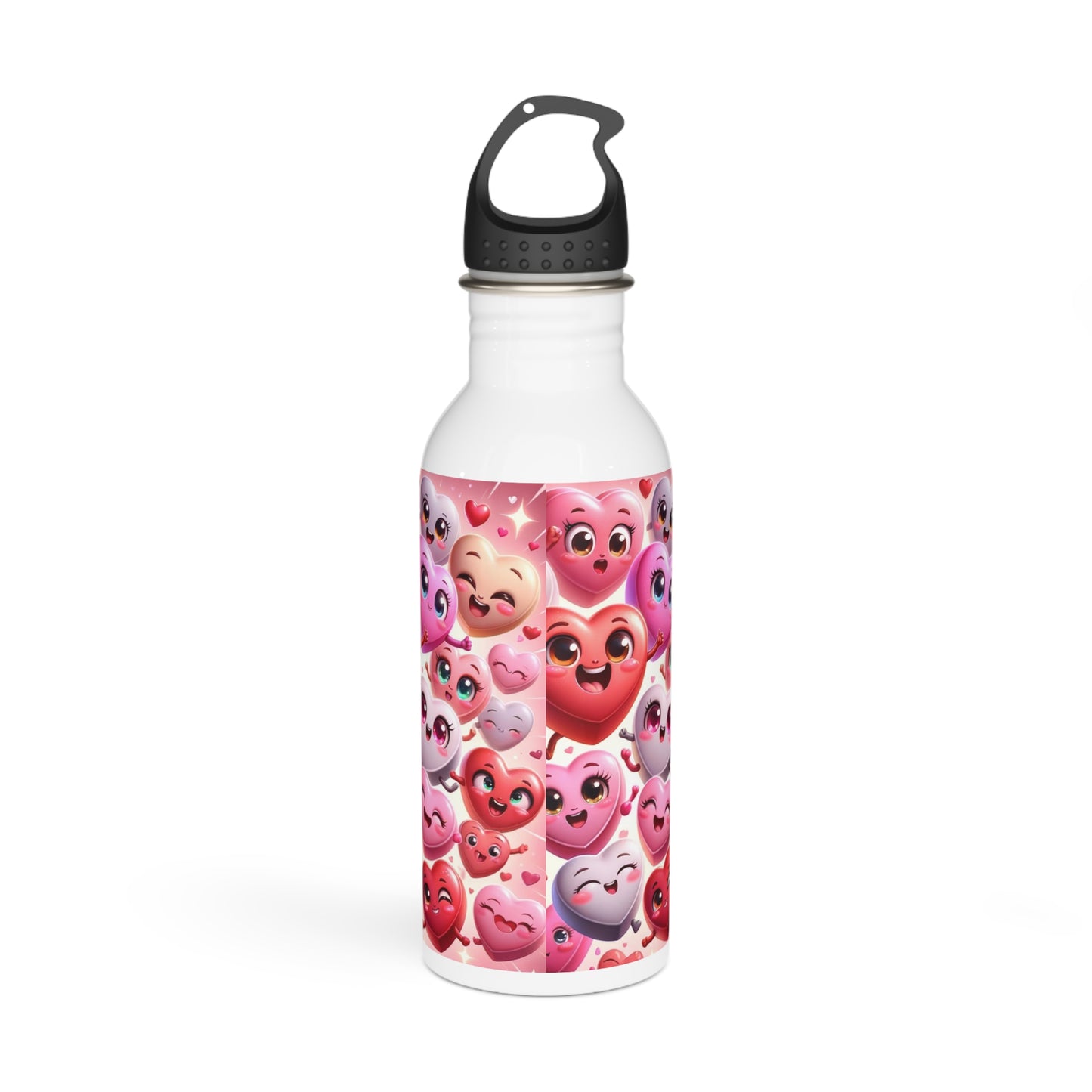 Valentine's Day Stainless Steel Water Bottle with Hearts White