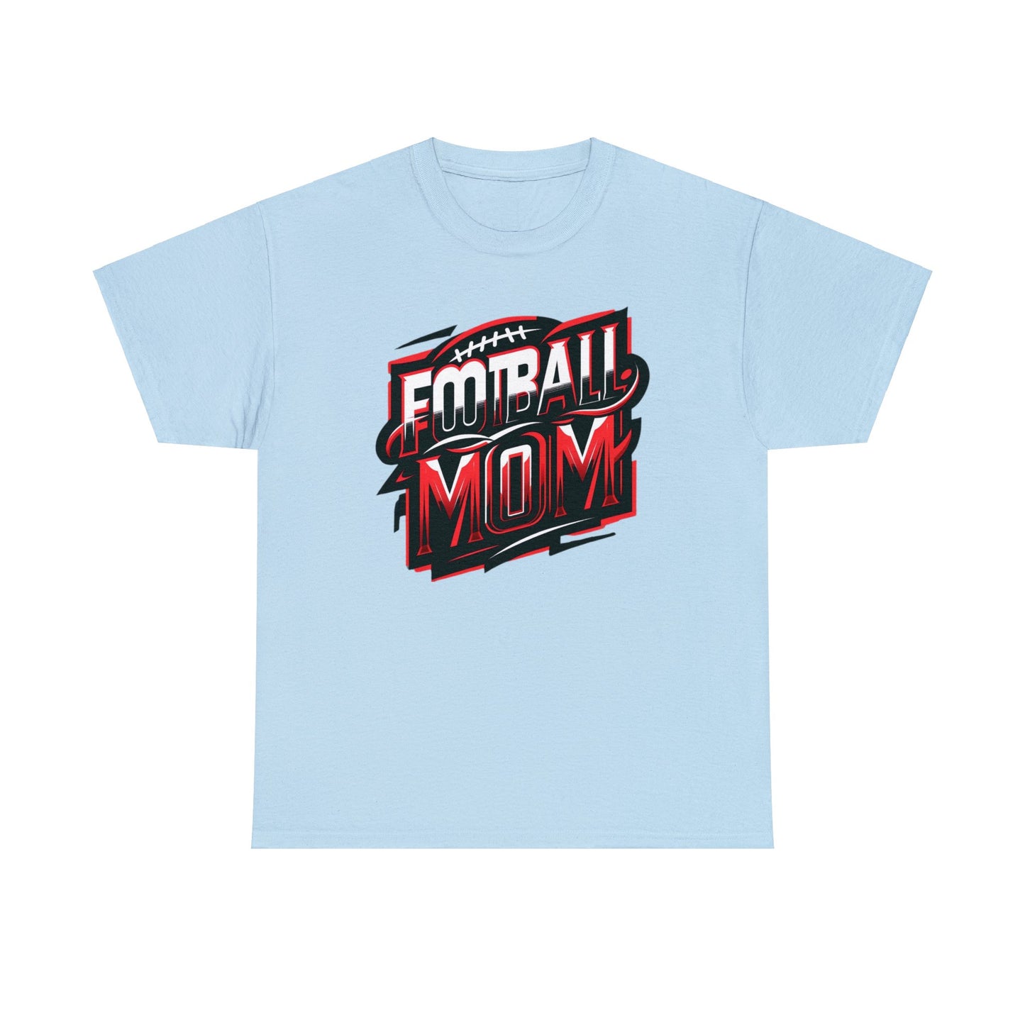 Football Mom Red White and Black Design Unisex Heavy Cotton Tee