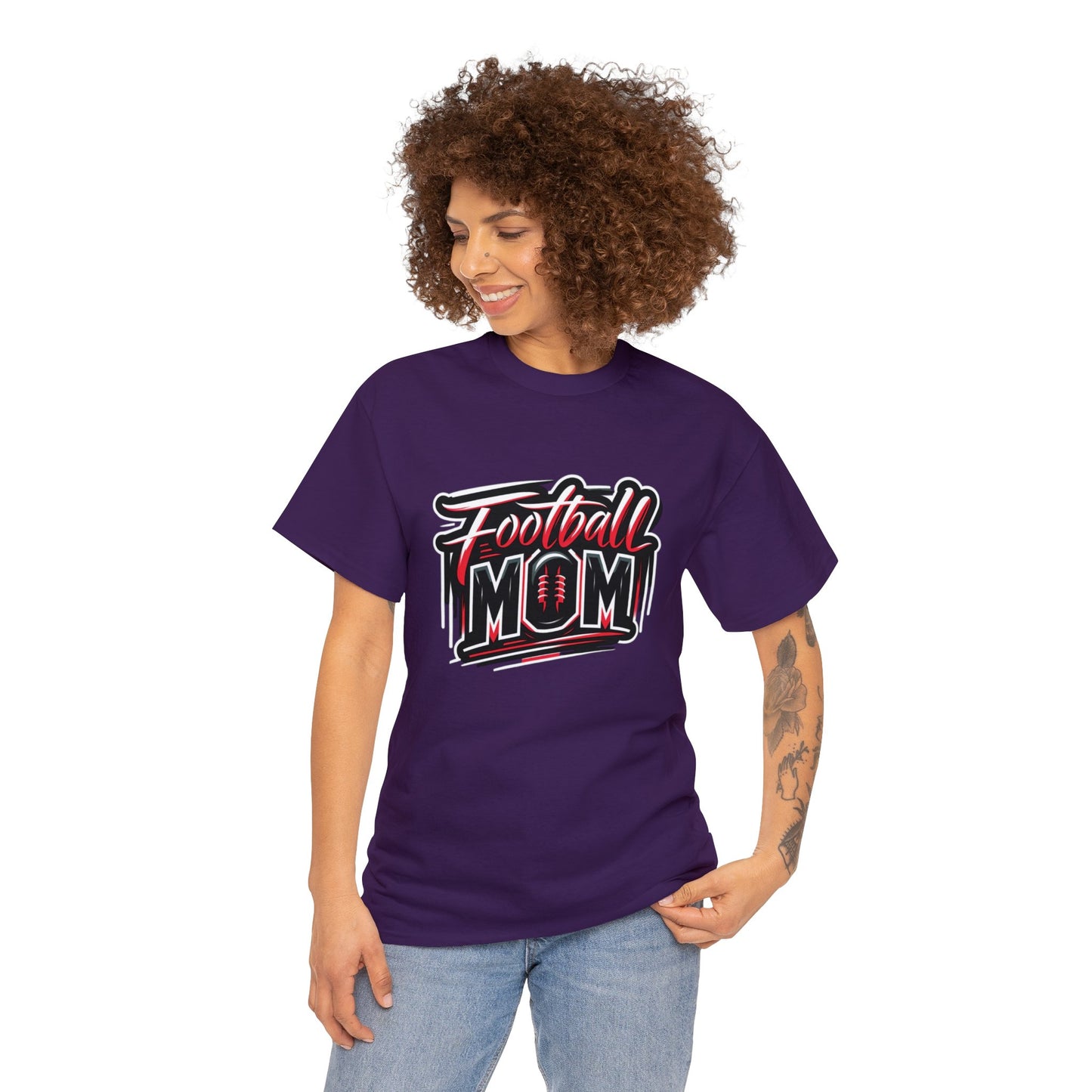 Football Mom Red and Black Design Unisex Heavy Cotton Tee