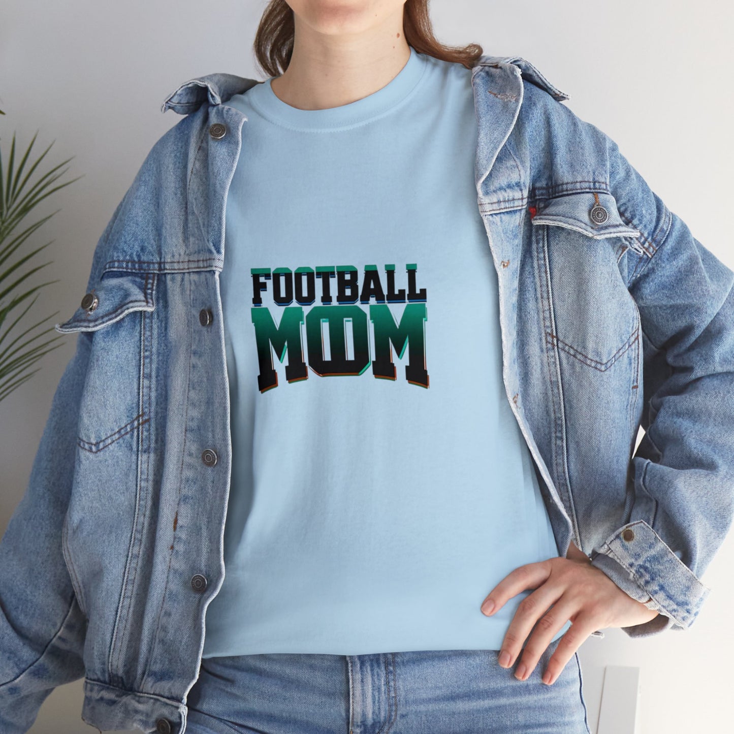 Football Mom Black and Green Design Unisex Heavy Cotton Tee