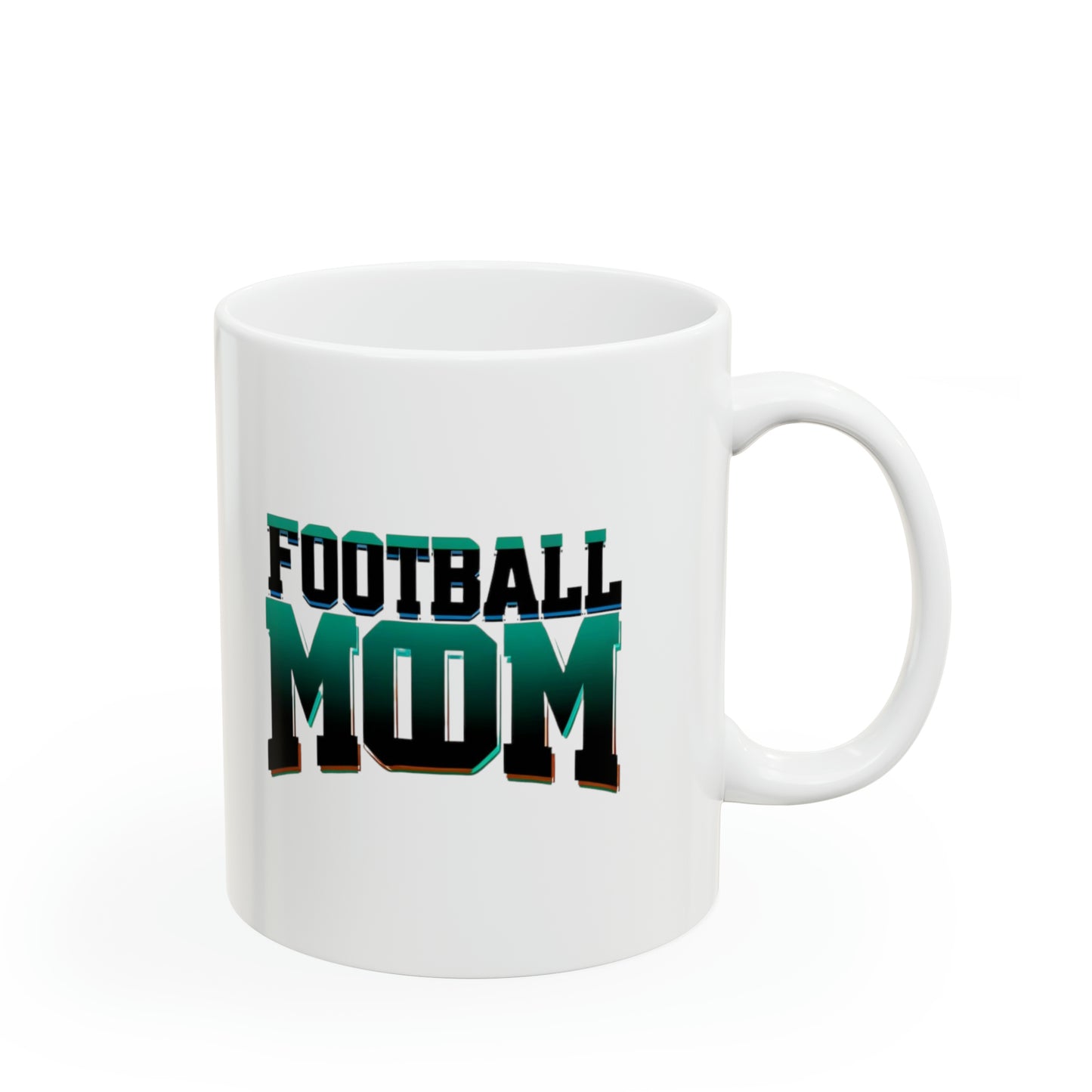 Football Mom Green and Black Design Ceramic Mug (11oz)