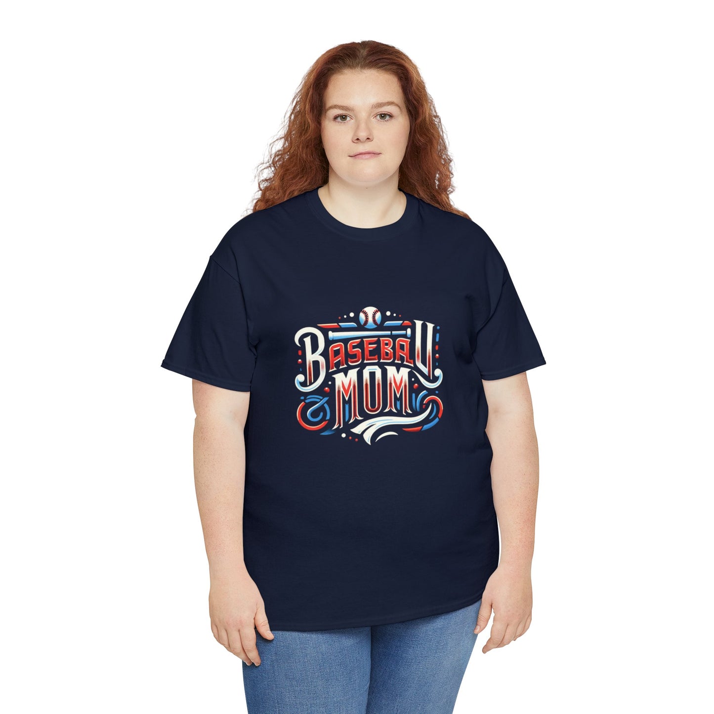 Baseball Mom Red, White and Blue Unisex Heavy Cotton Tee