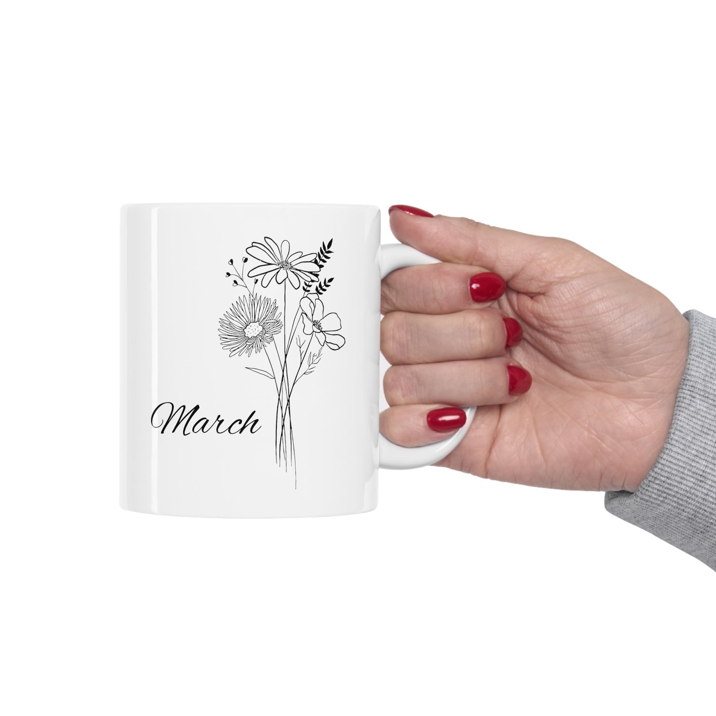 March Birth Month Flower Ceramic Coffee Mug