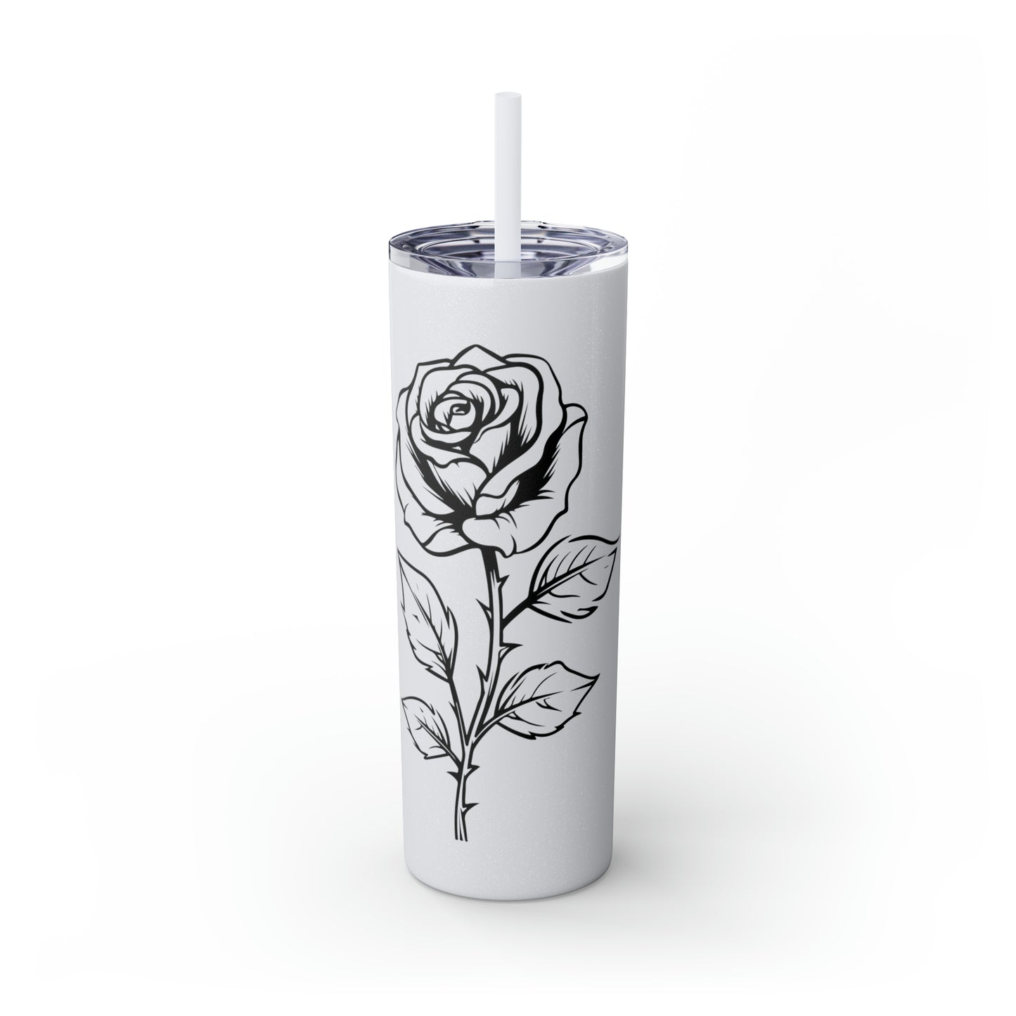 Skinny Tumbler with Straw, 20oz - Single Rose