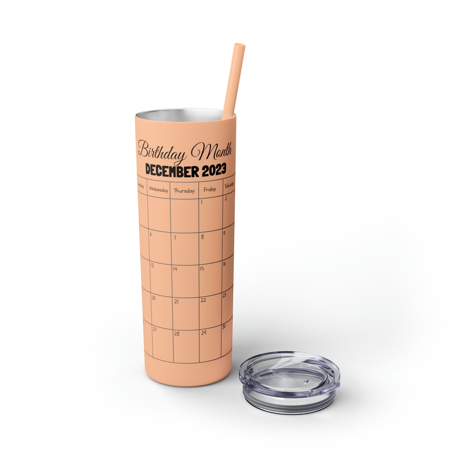 Skinny Tumbler with Straw, 20oz-Birthday Month December