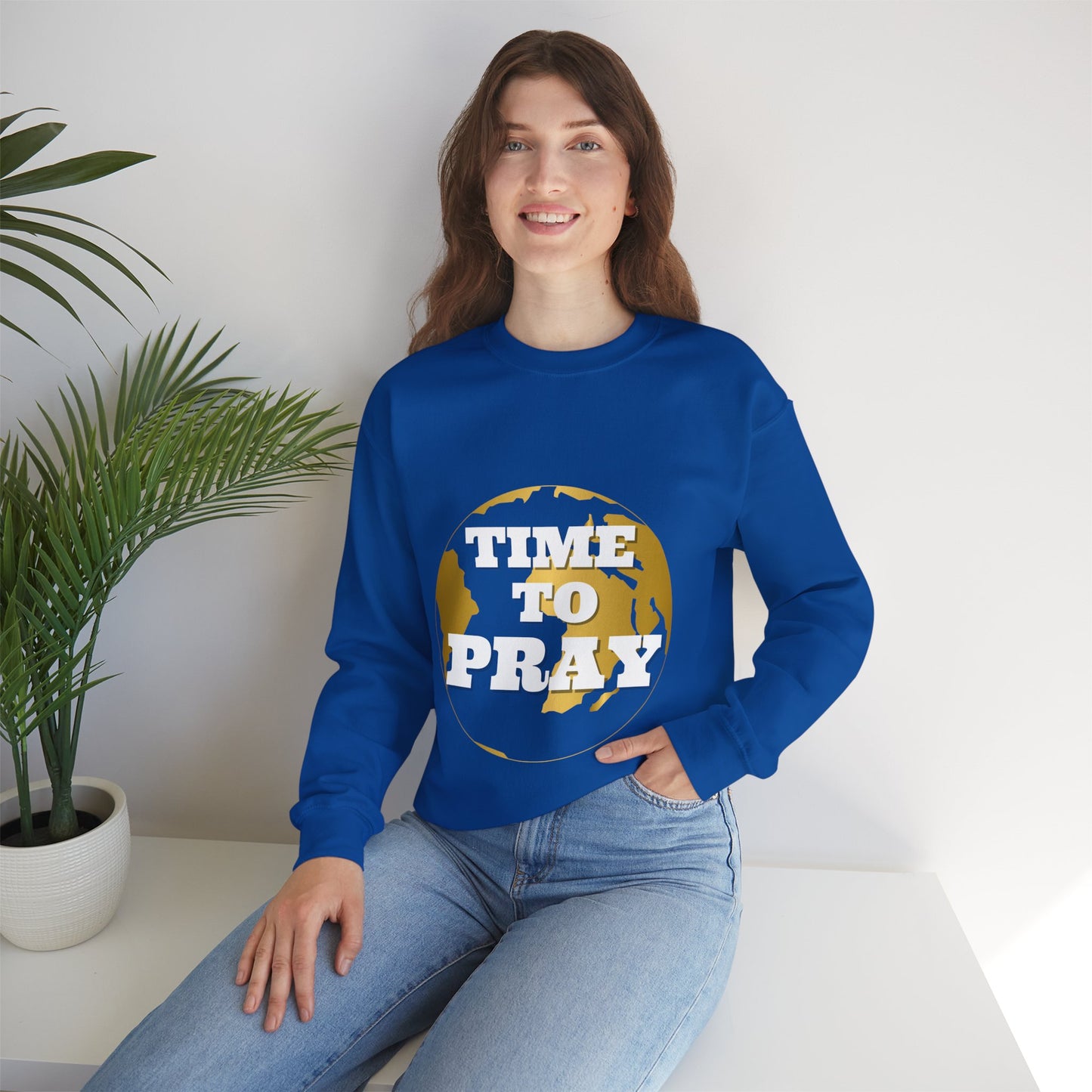 Unisex Heavy Blend™ Crewneck Sweatshirt Time to Pray for Peace Design