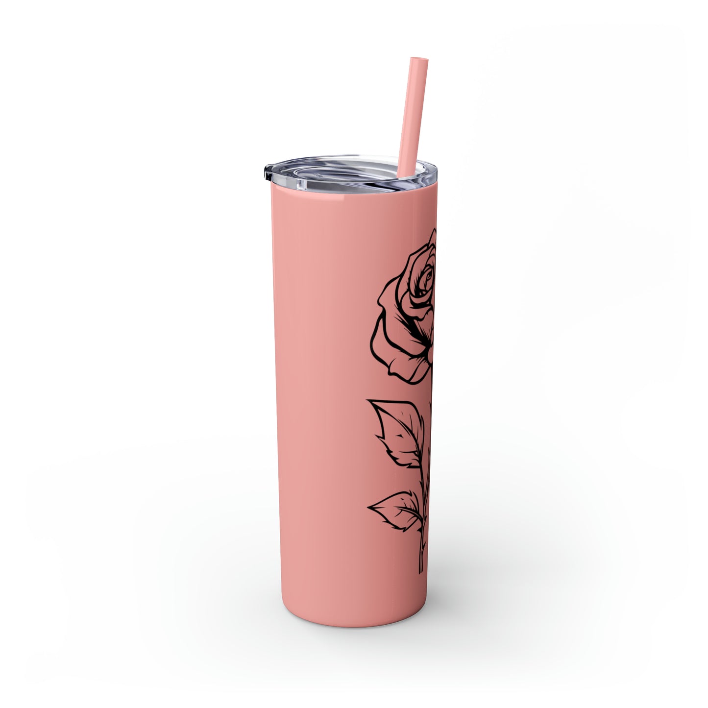 Skinny Tumbler with Straw, 20oz - Single Rose