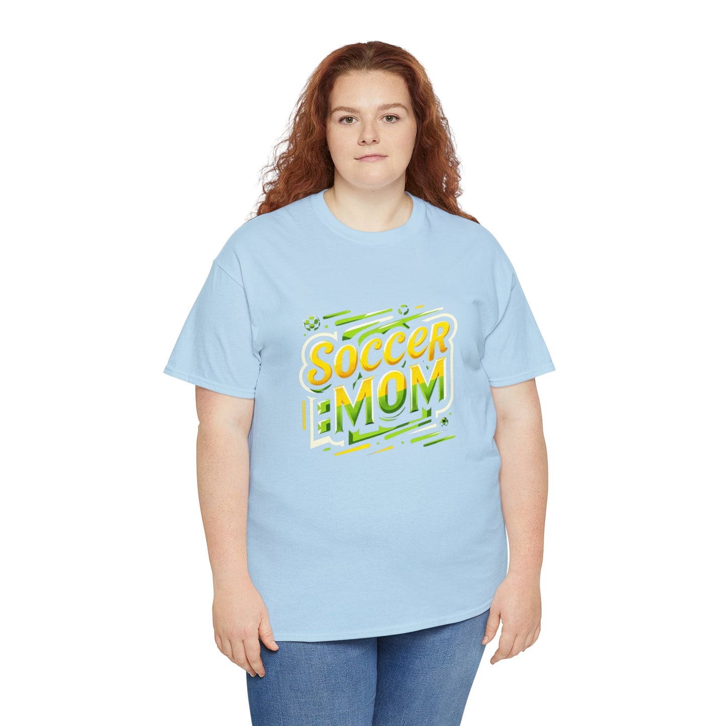 Soccer Mom Yellow and Green Design Unisex Heavy Cotton Tee