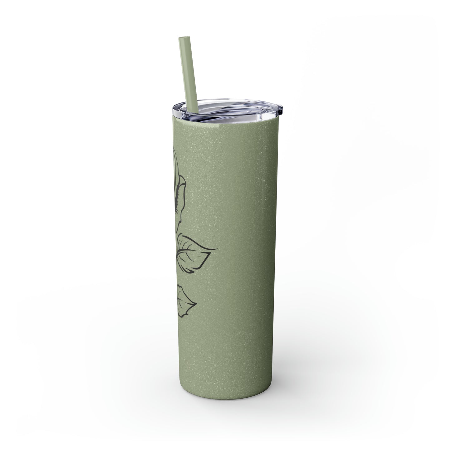 Skinny Tumbler with Straw, 20oz - Single Rose