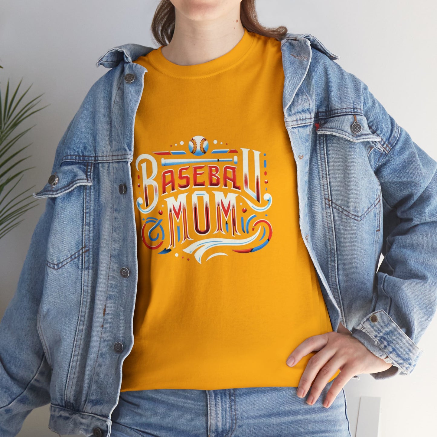 Baseball Mom Red, White and Blue Unisex Heavy Cotton Tee