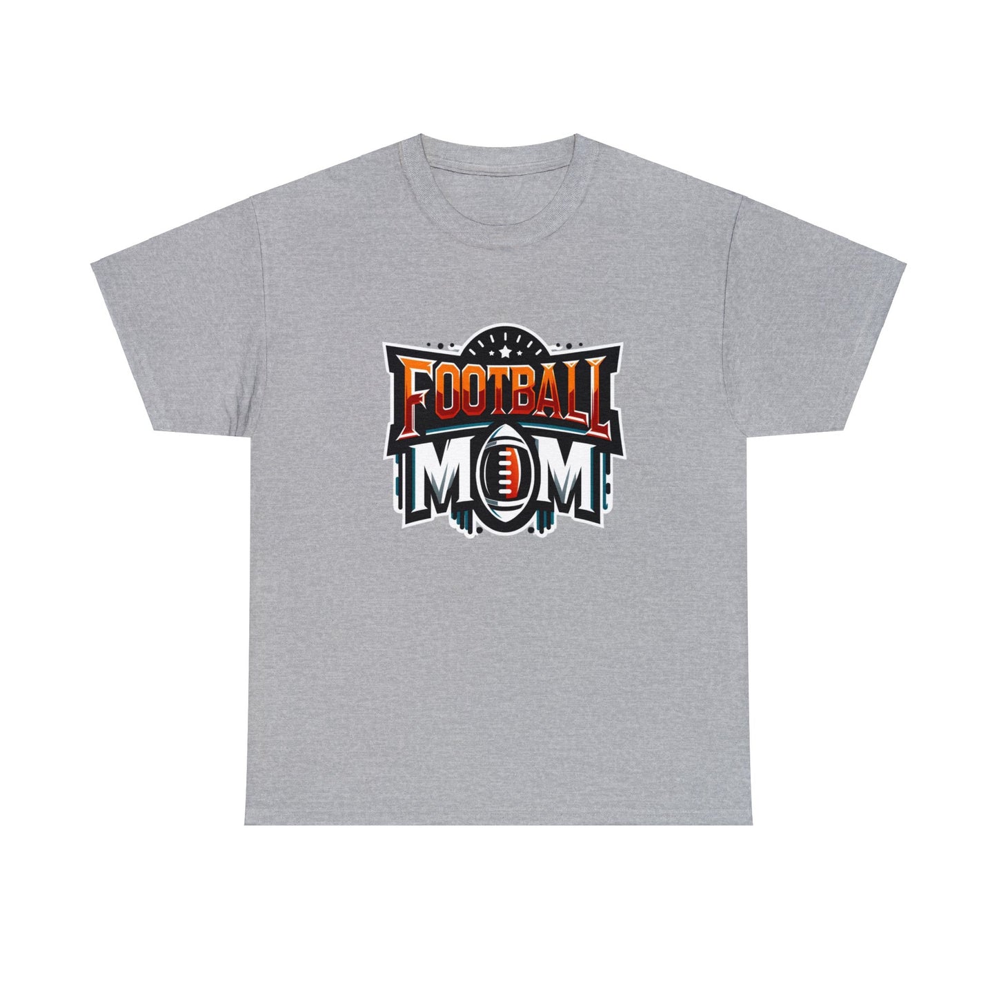 Football Mom Orange White and Red Design Unisex Heavy Cotton Tee