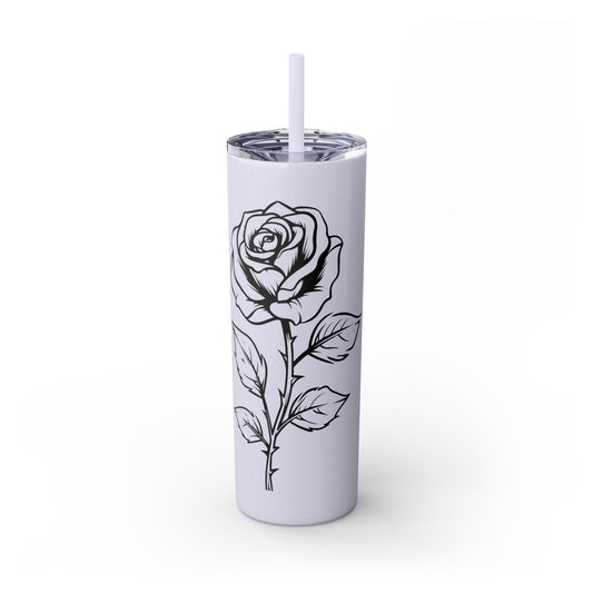 Skinny Tumbler with Straw, 20oz - Single Rose