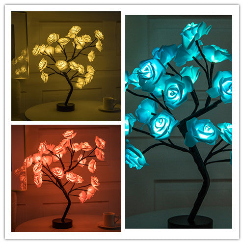 Rose Flower Lamp USB Battery Operated LED Table Lamp Bonsai Tree Night Lights