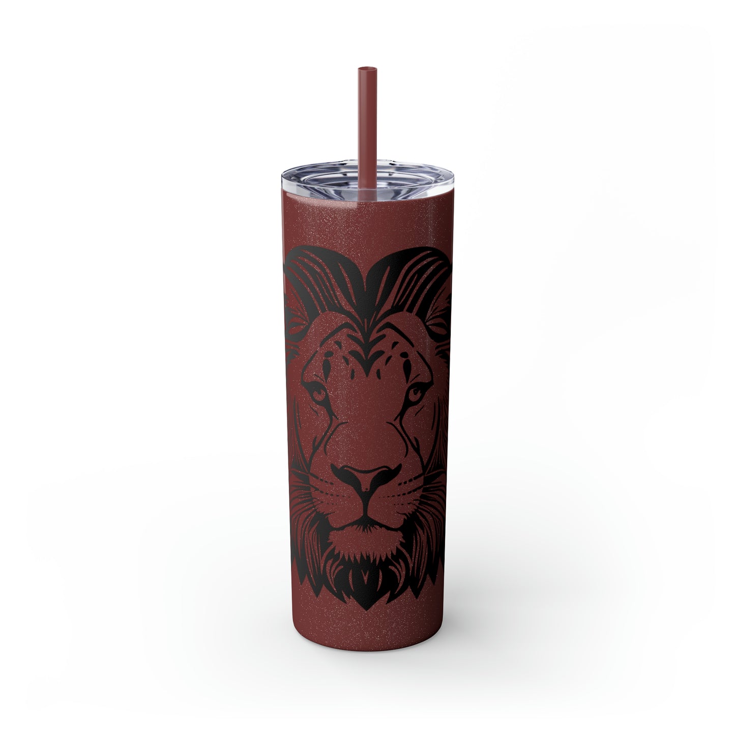 Skinny Tumbler with Straw, 20oz - Lion Face