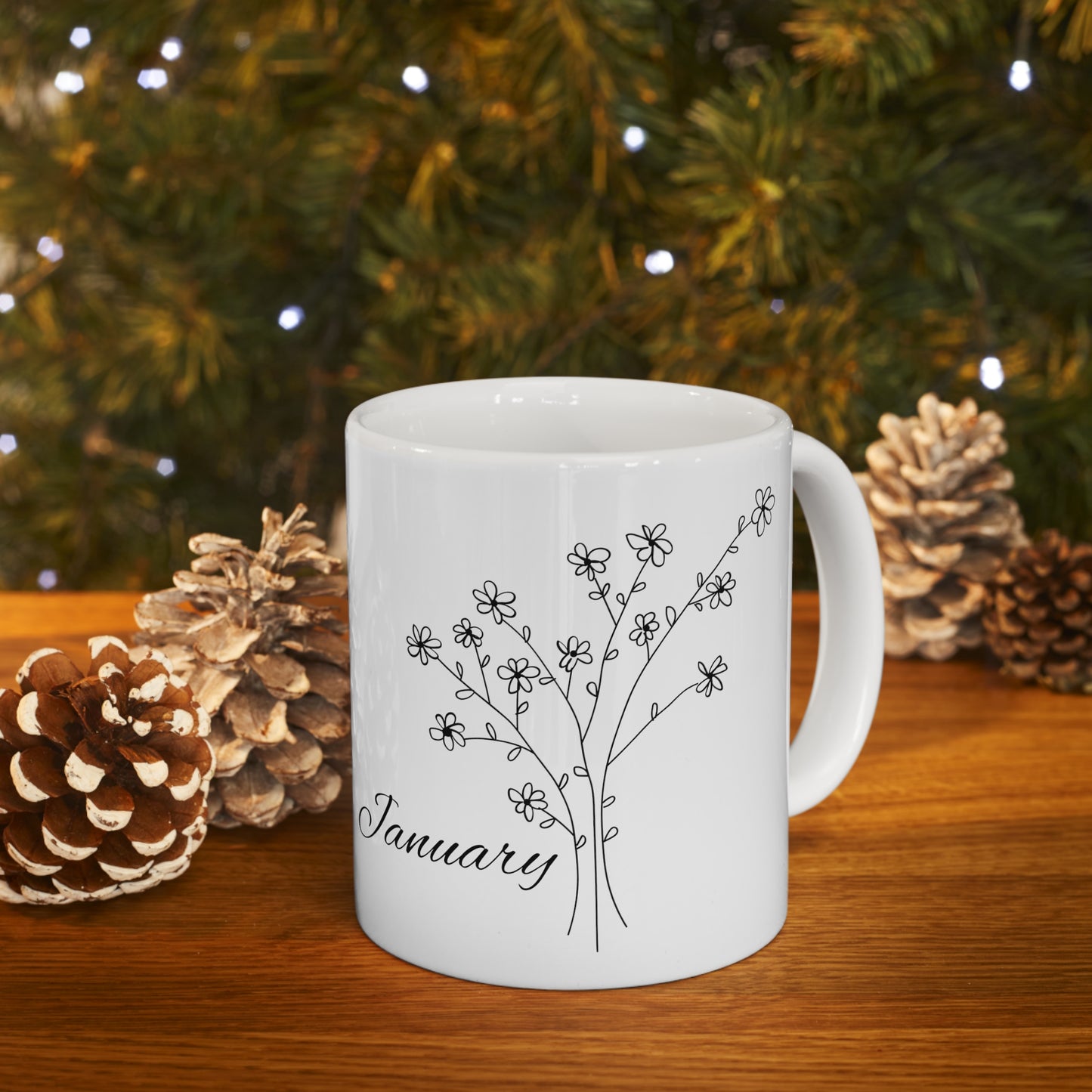 January Birth Month Flower Ceramic Coffee Mug