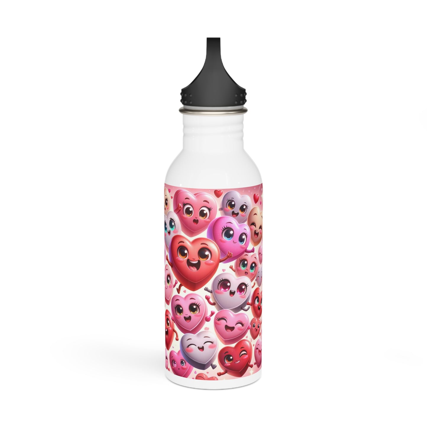 Valentine's Day Stainless Steel Water Bottle with Hearts White