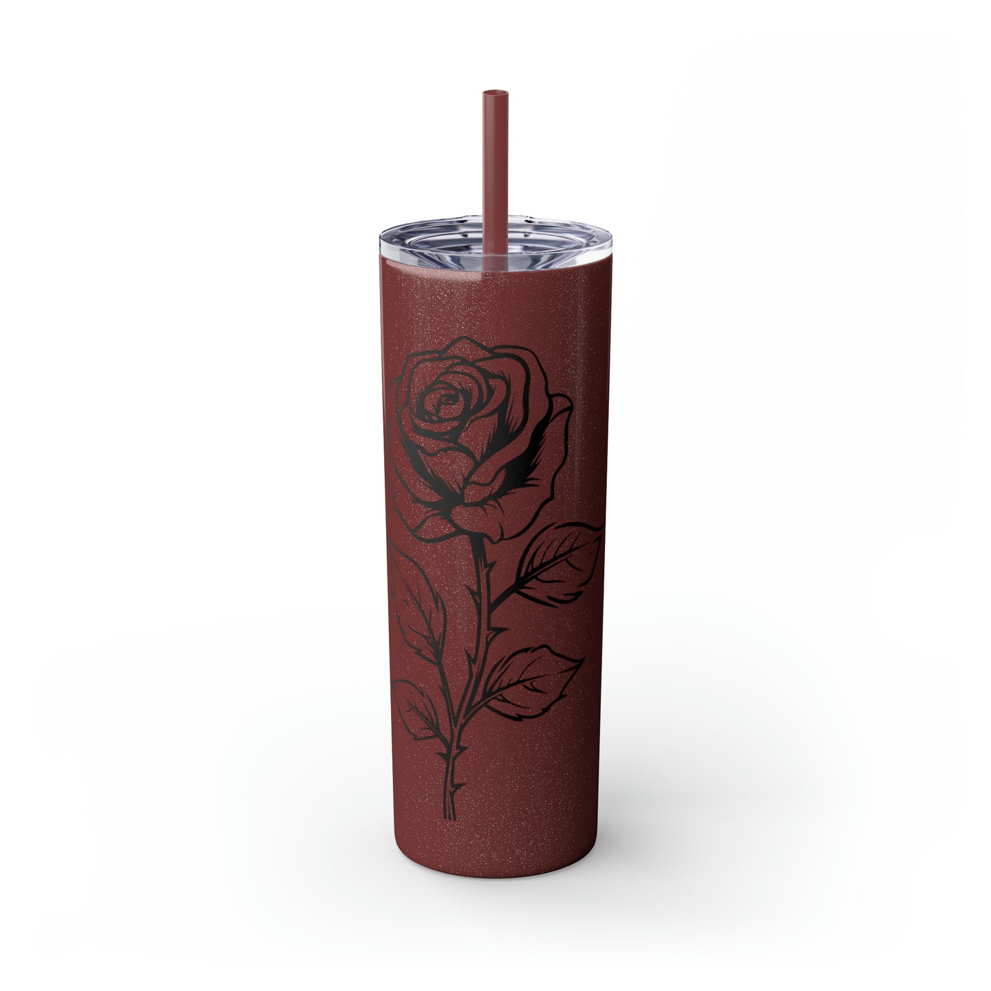 Skinny Tumbler with Straw, 20oz - Single Rose