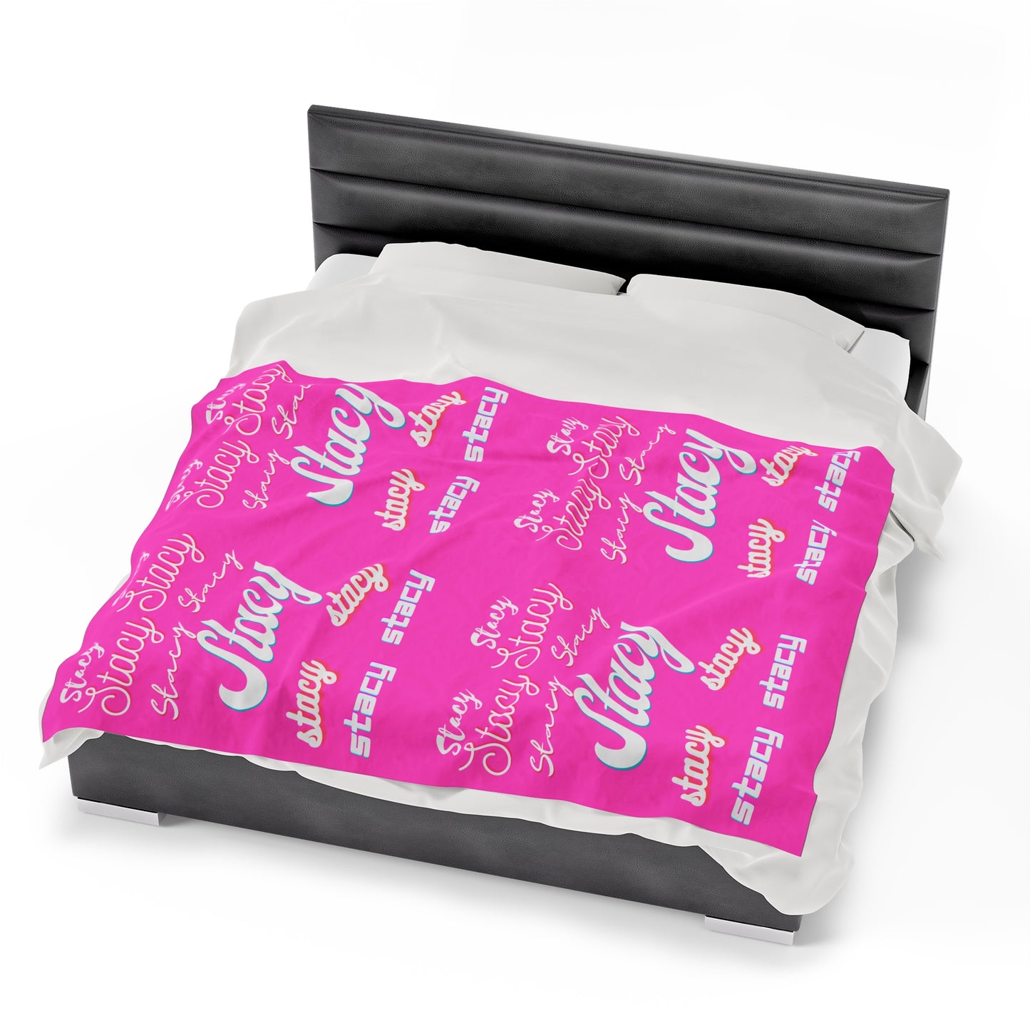 Personalize this Velveteen Plush Blanket with Name for Valentine's Day-Light Pink