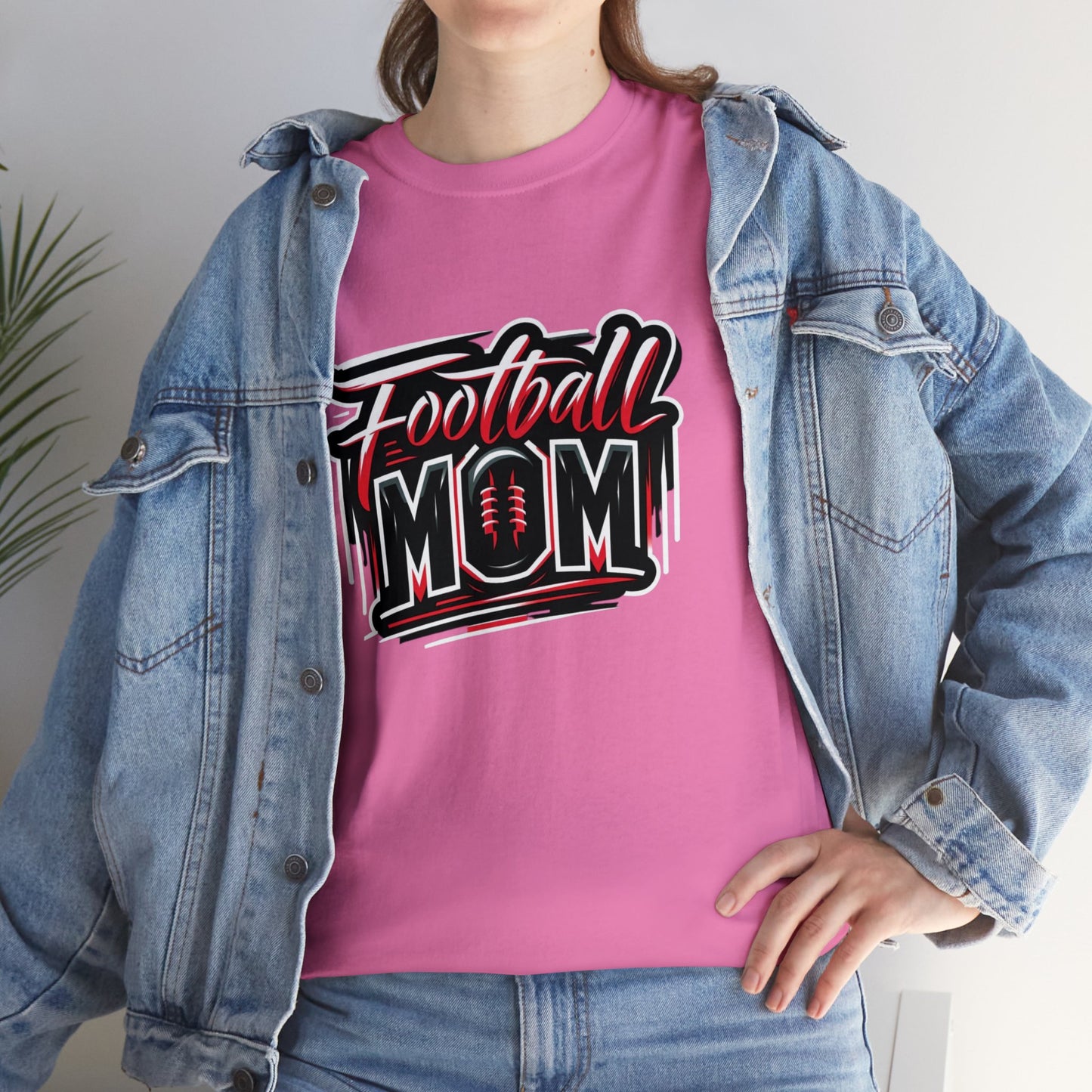 Football Mom Red and Black Design Unisex Heavy Cotton Tee