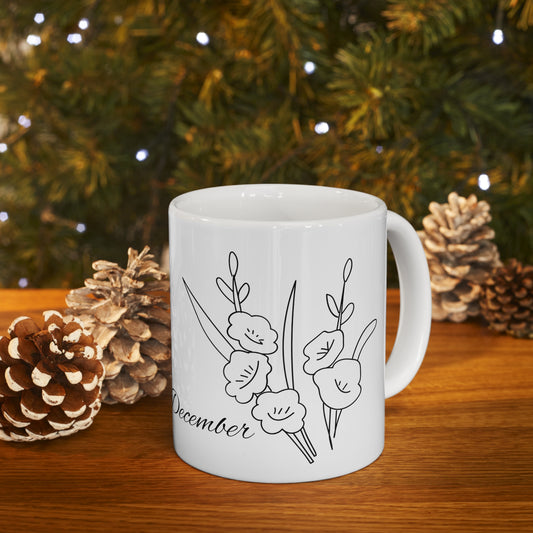 December Birth Month Flower Ceramic Coffee Mug