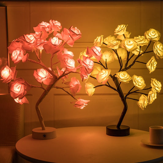 Rose Flower Lamp USB Battery Operated LED Table Lamp Bonsai Tree Night Lights