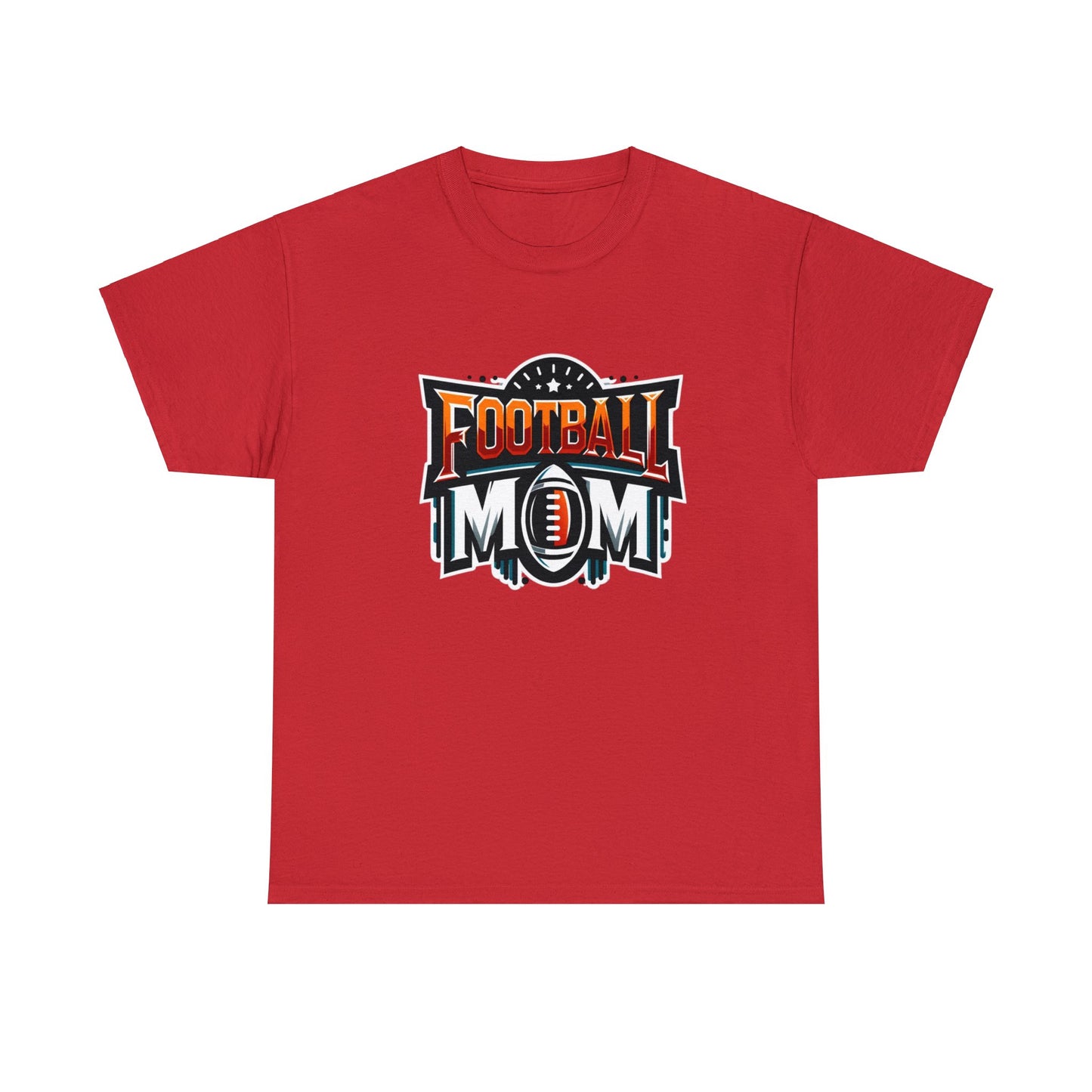 Football Mom Orange White and Red Design Unisex Heavy Cotton Tee