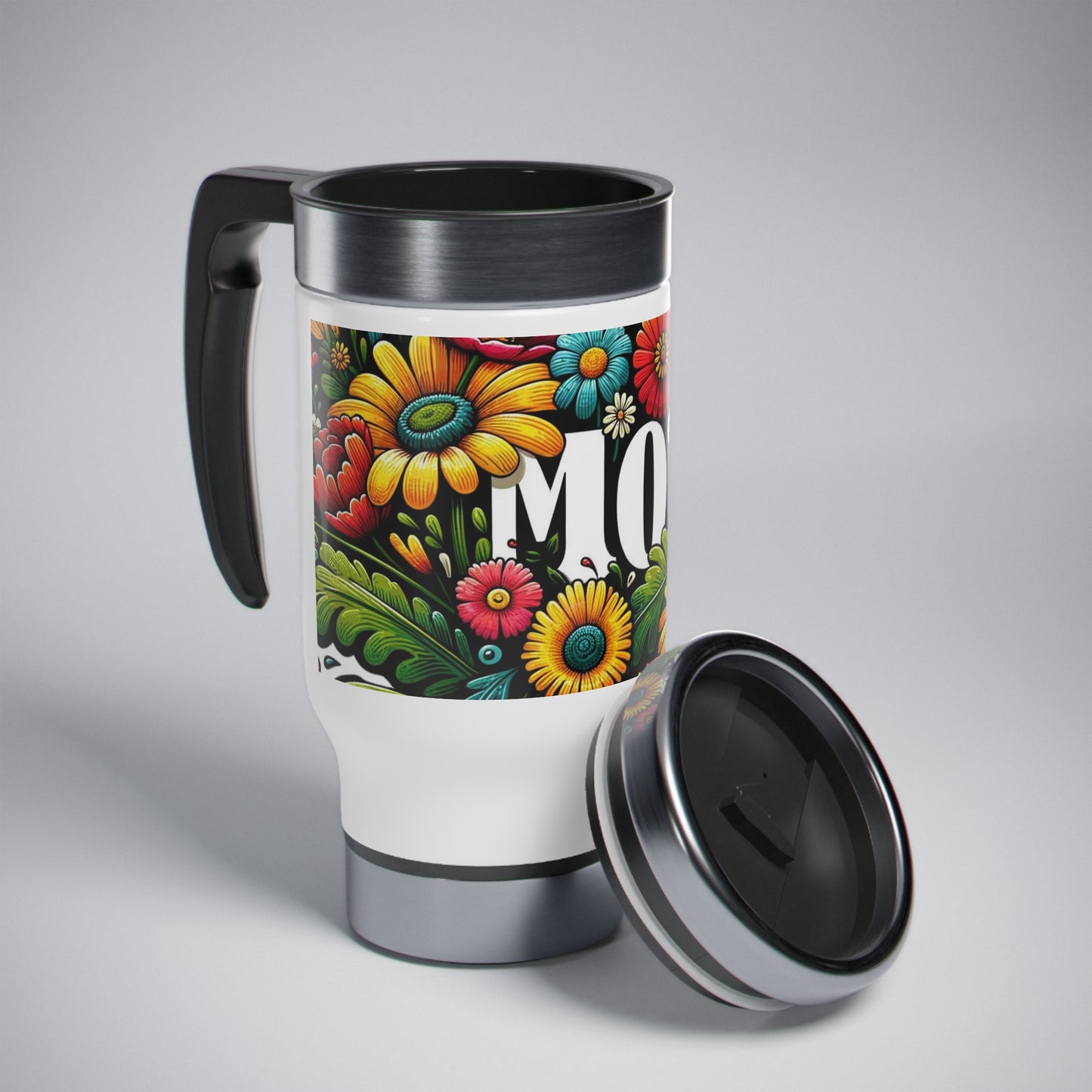 Mom Stainless Steel Travel Mug with Handle, 14oz