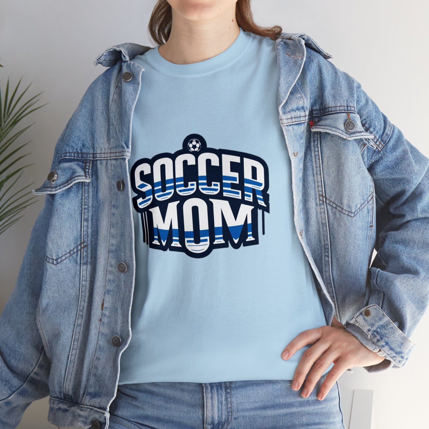 Soccer Mom Blue and White Design Unisex Heavy Cotton Tee