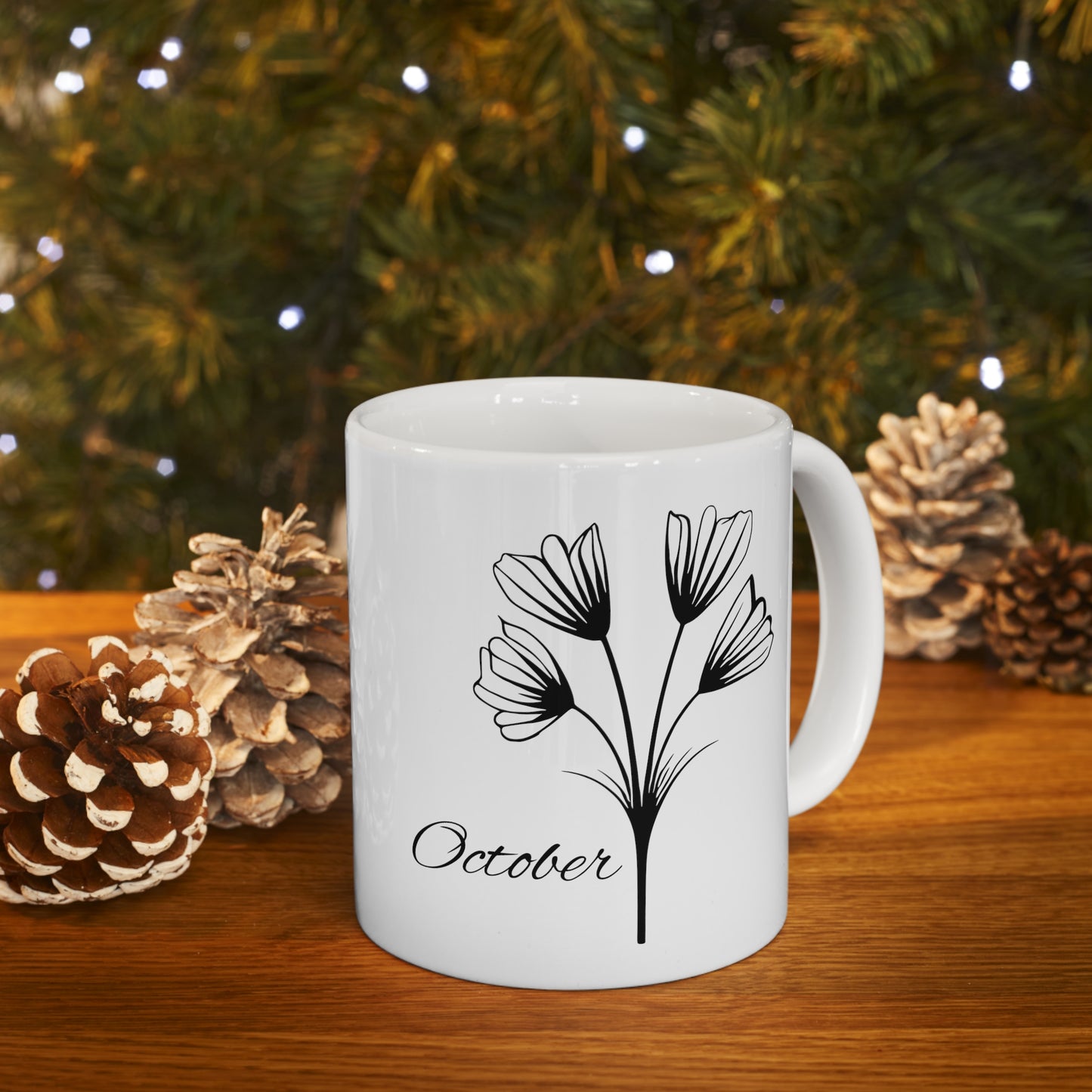 October Birth Month Flower Ceramic Coffee Mug