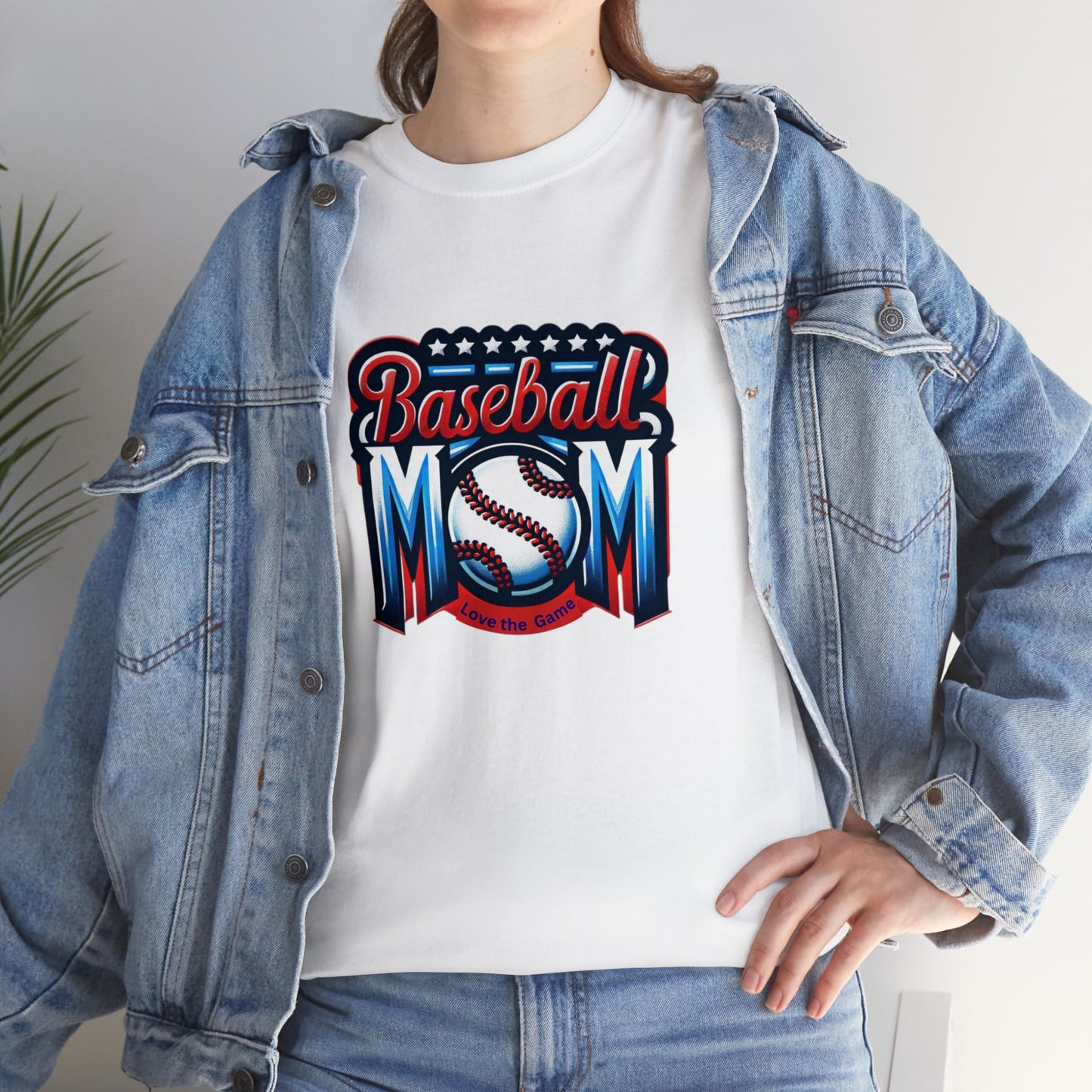 Baseball Mom with Center Ball Unisex Heavy Cotton Tee