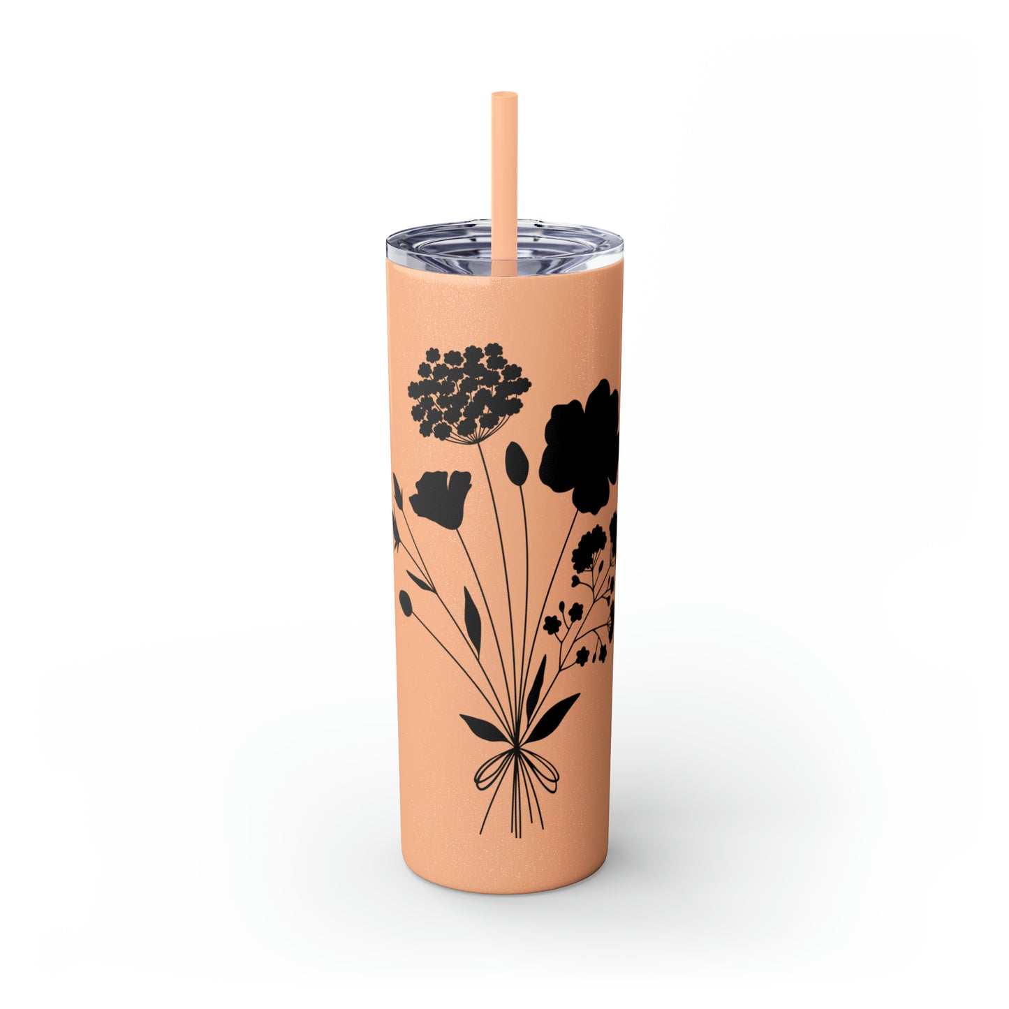 Skinny Tumbler with Straw, 20oz - Flower Bunch