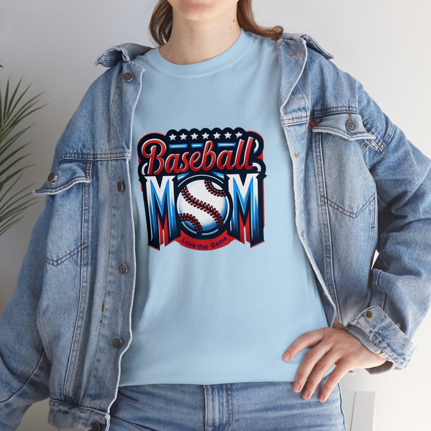 Baseball Mom with Center Ball Unisex Heavy Cotton Tee