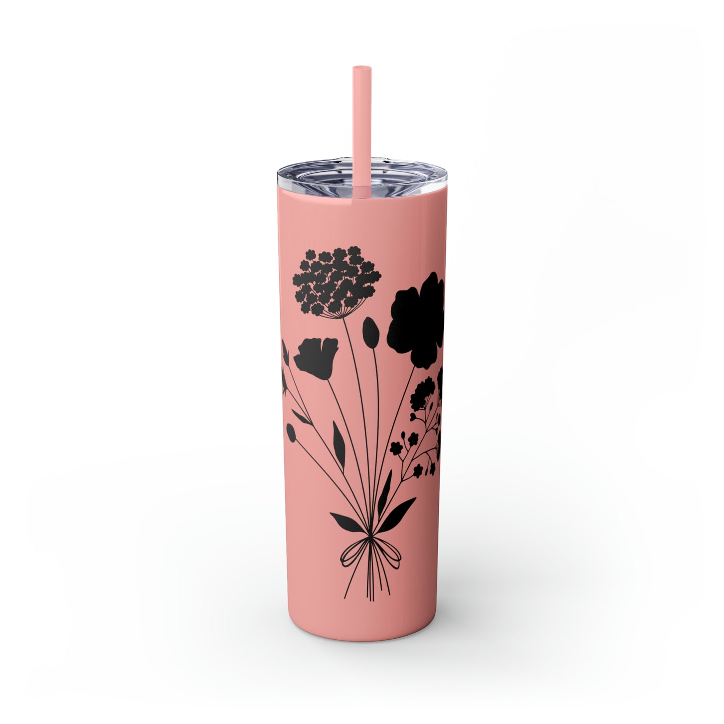 Skinny Tumbler with Straw, 20oz - Flower Bunch