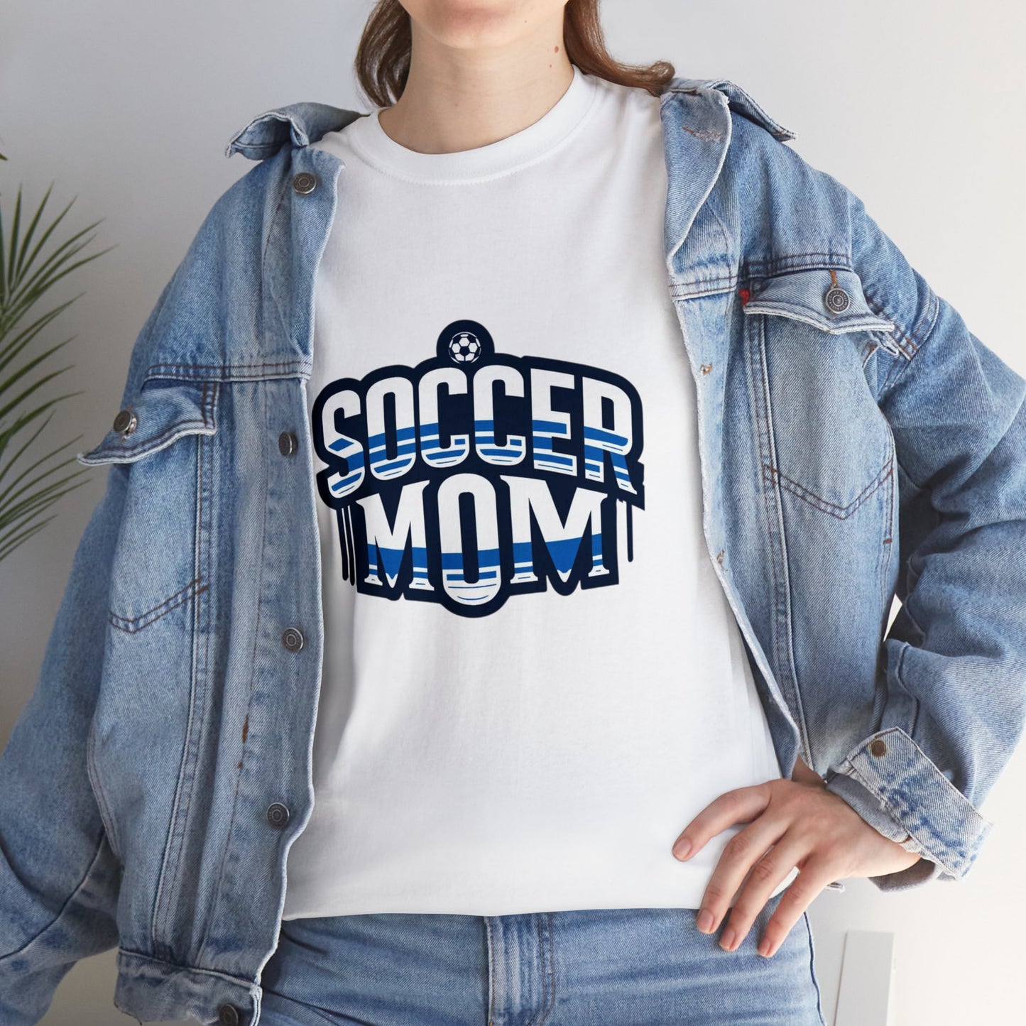 Soccer Mom Blue and White Design Unisex Heavy Cotton Tee