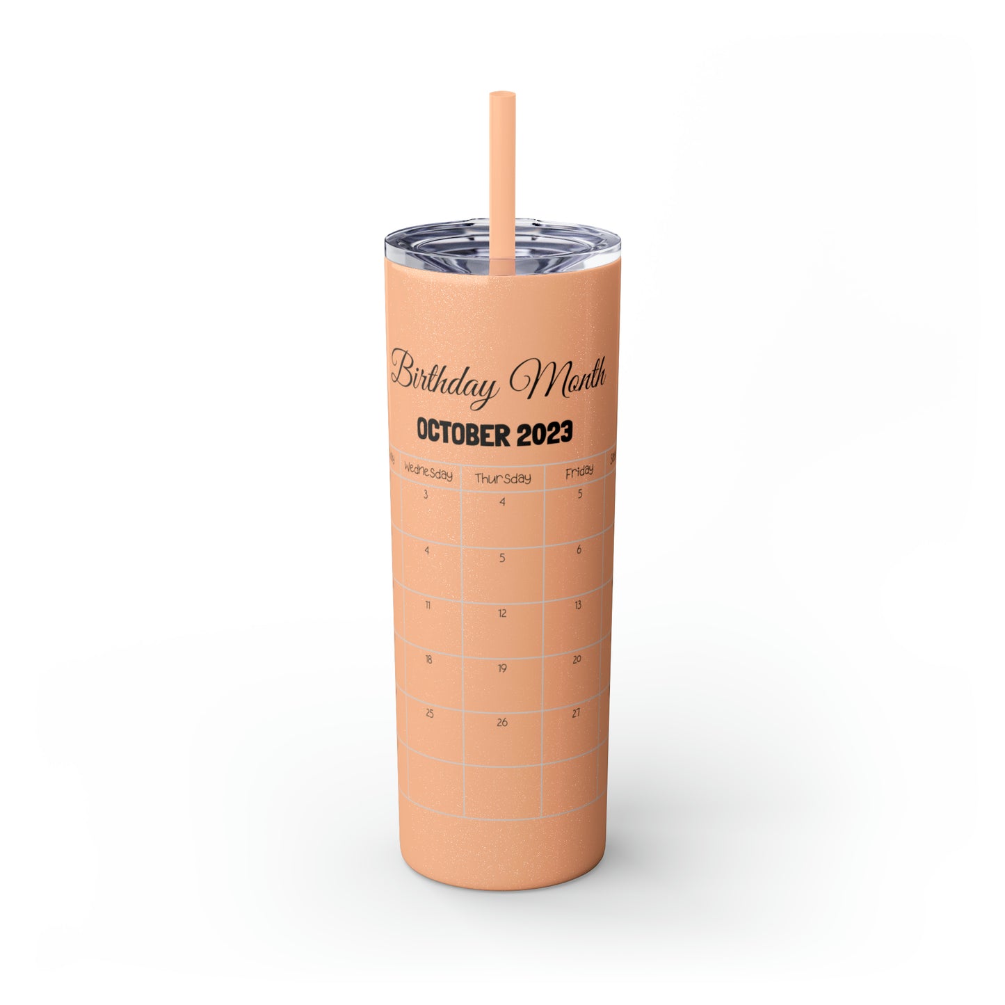 Skinny Tumbler with Straw, 20oz-Birthday Month October