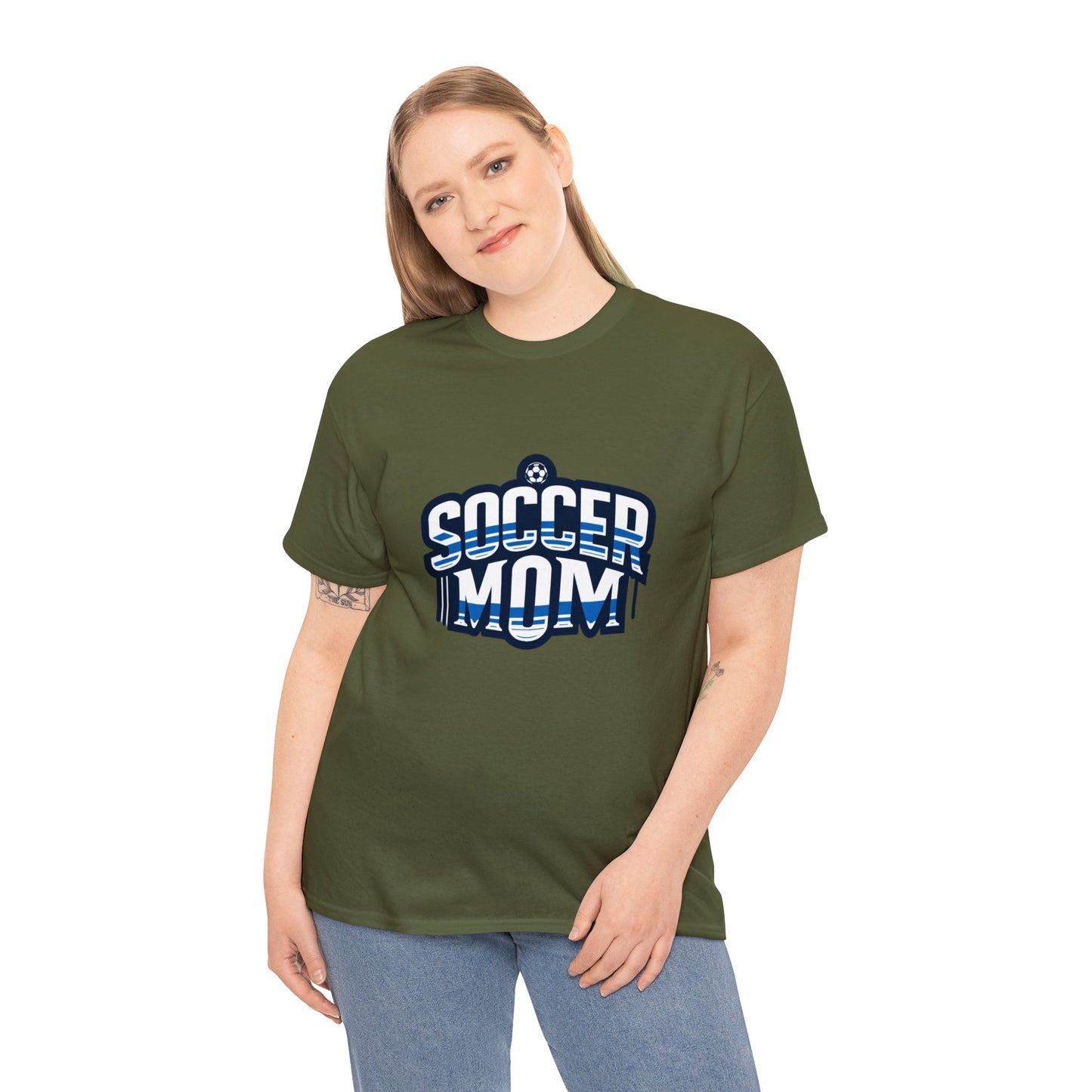 Soccer Mom Blue and White Design Unisex Heavy Cotton Tee