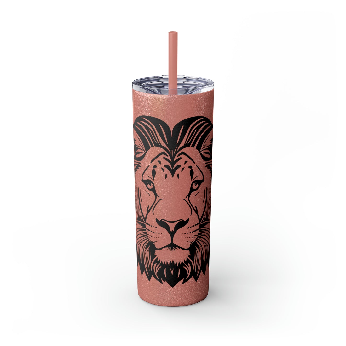 Skinny Tumbler with Straw, 20oz - Lion Face