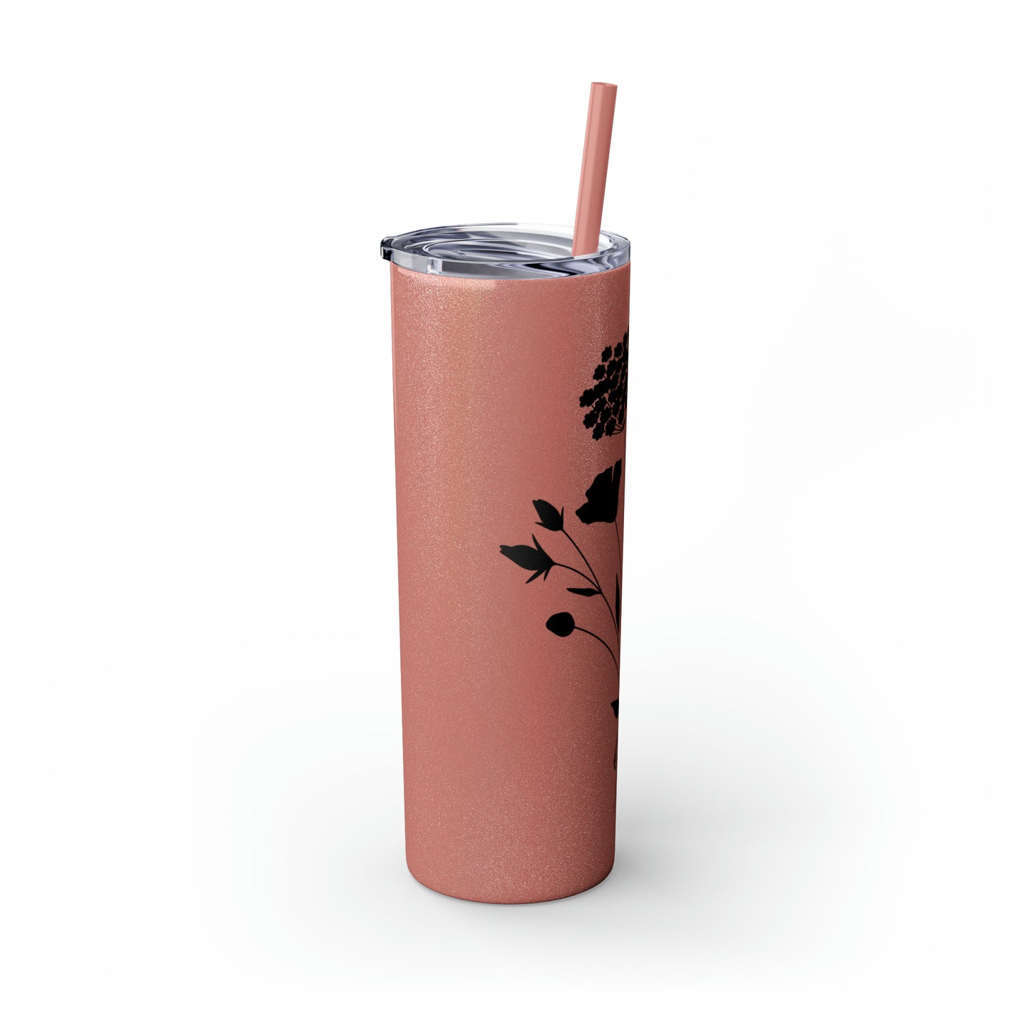 Skinny Tumbler with Straw, 20oz - Flower Bunch