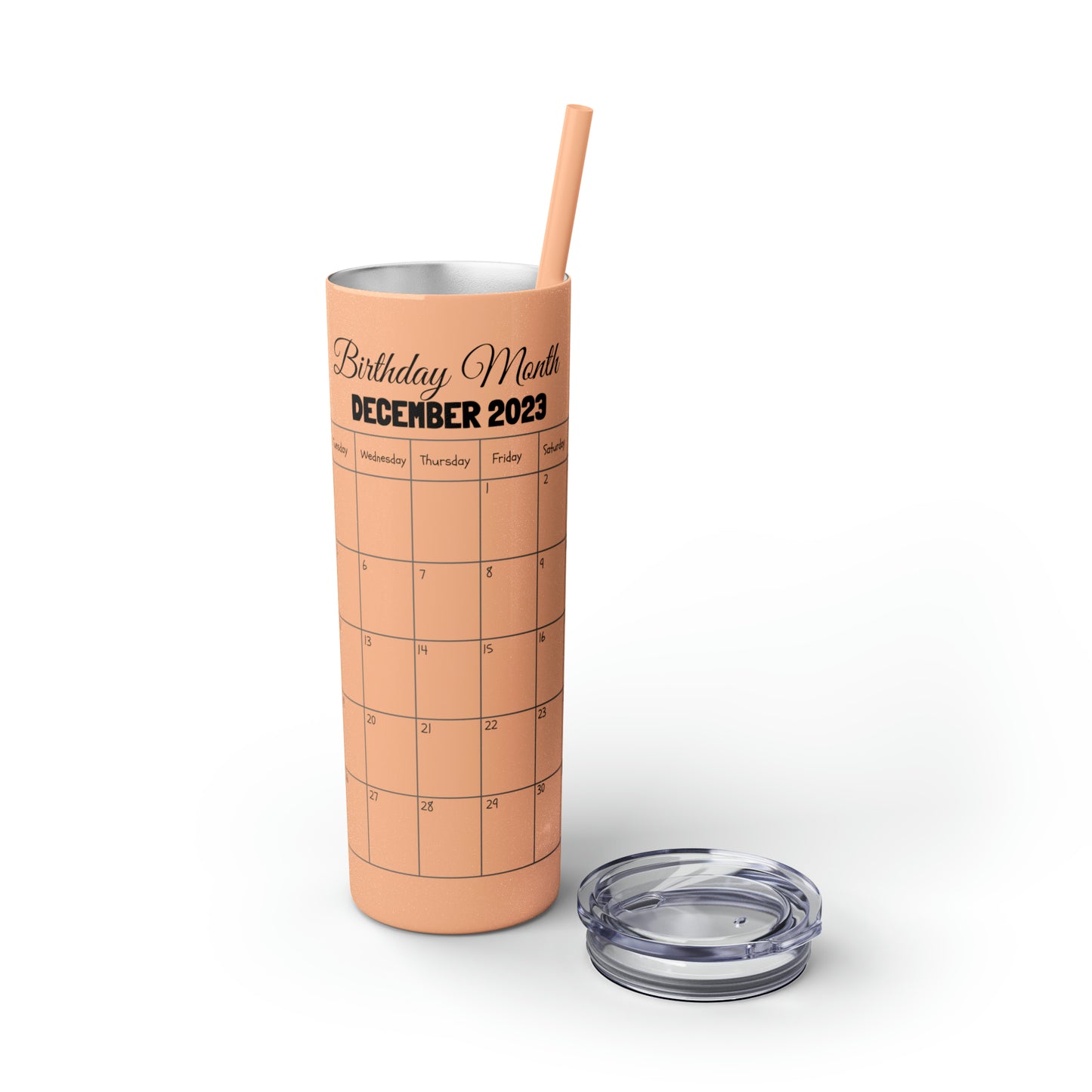 Skinny Tumbler with Straw, 20oz-Birthday Month December